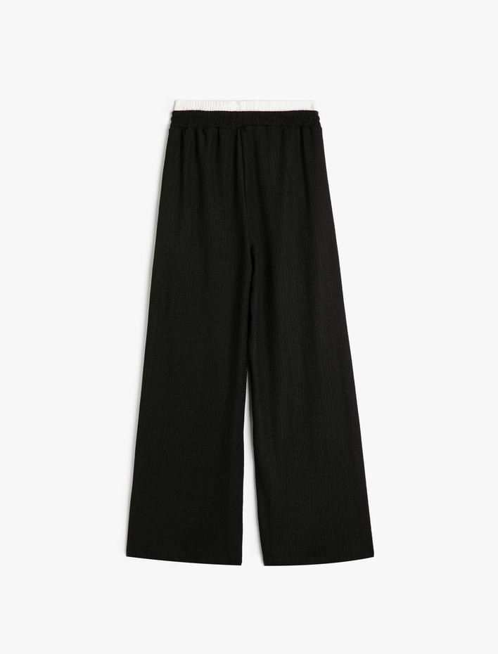 Kız Çocuk Basic Pantolon Beli Lastikli Bağlamalı Dokulu Cep Detaylı