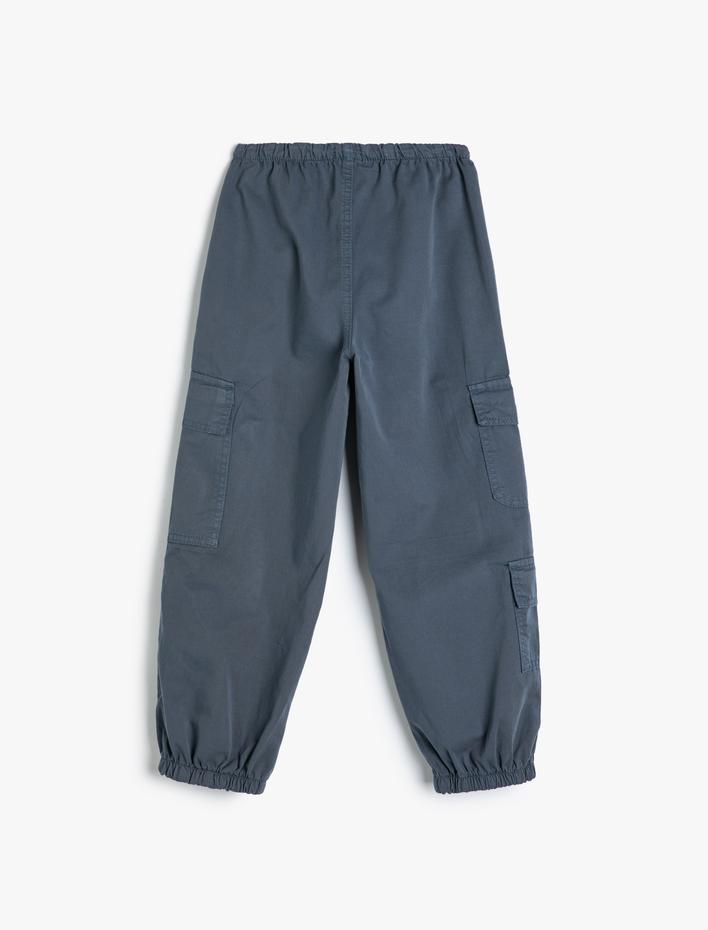 Kız Çocuk Paraşüt Jogger Kot Pantolon Pamuklu Beli Lastikli Cepli - Parachute Jean