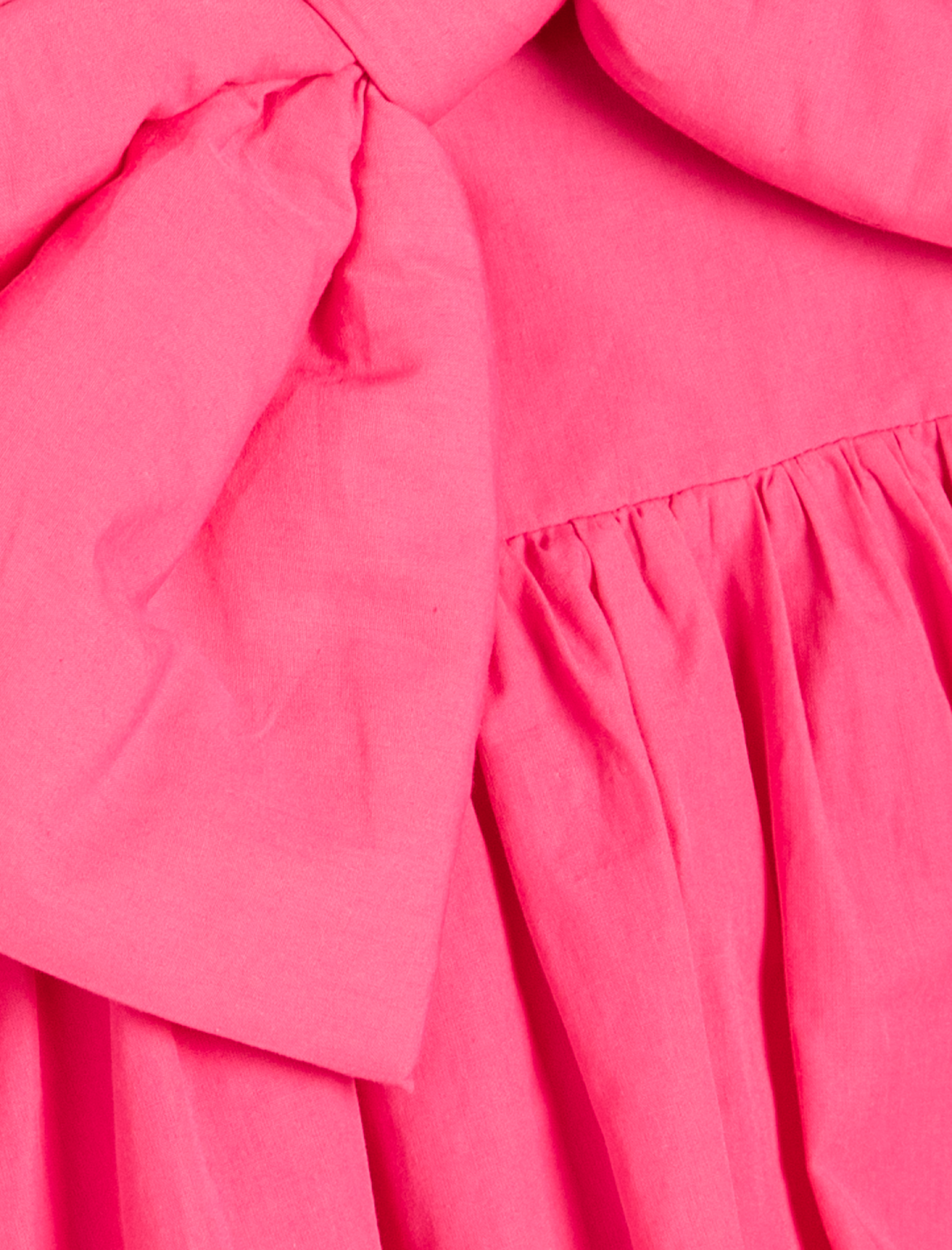  Kız Çocuk Fiyonklu Elbise Askılı Kare Yaka Balon Etek