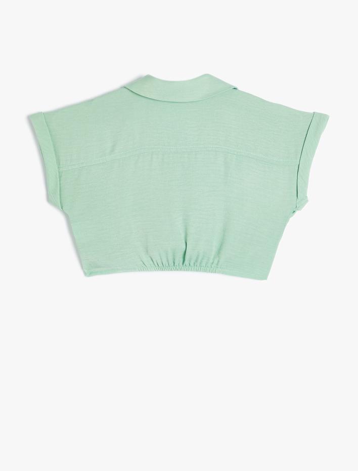 Kız Çocuk Crop Gömlek Kısa Kollu  Önden Bağlamalı