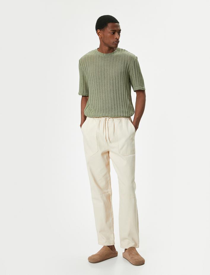  Çizgili Tişört Kısa Kollu Bisiklet Yaka