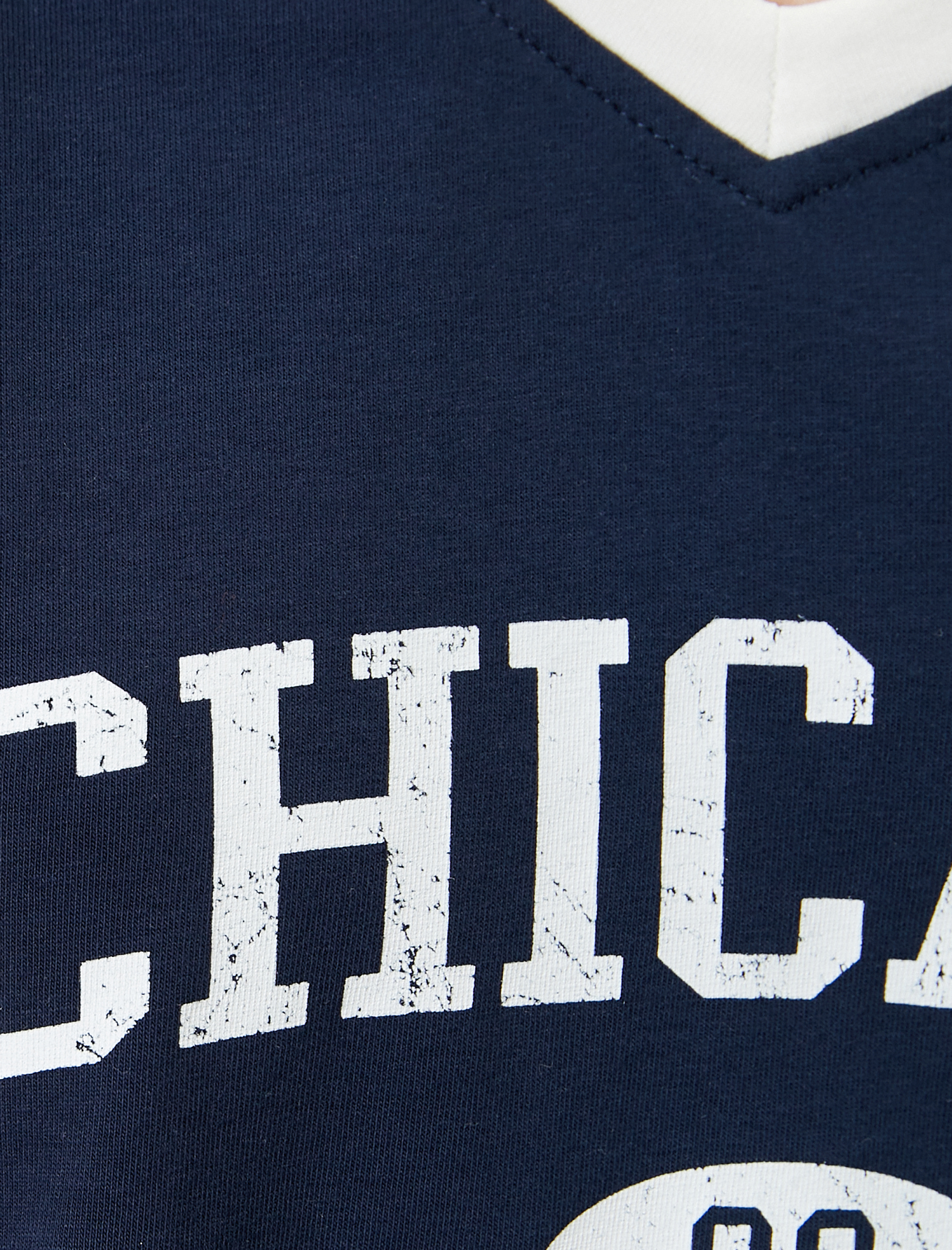   Polo Yaka Tişört  Crop Renk Kontrastlı Baskılı Slim Fit Pamuklu