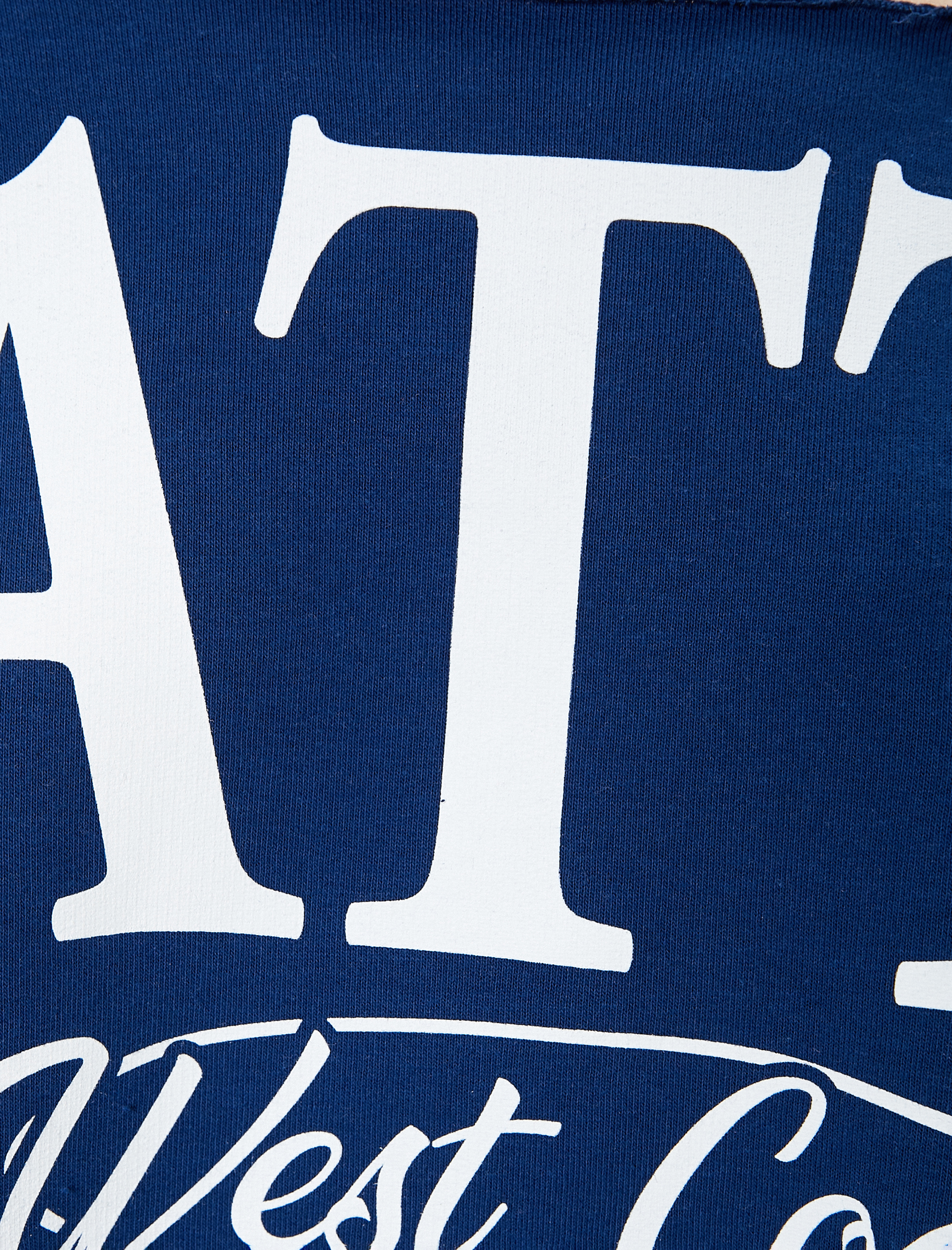   Crop Oversize Tişört Baskılı Kısa Kollu Kayık Yaka