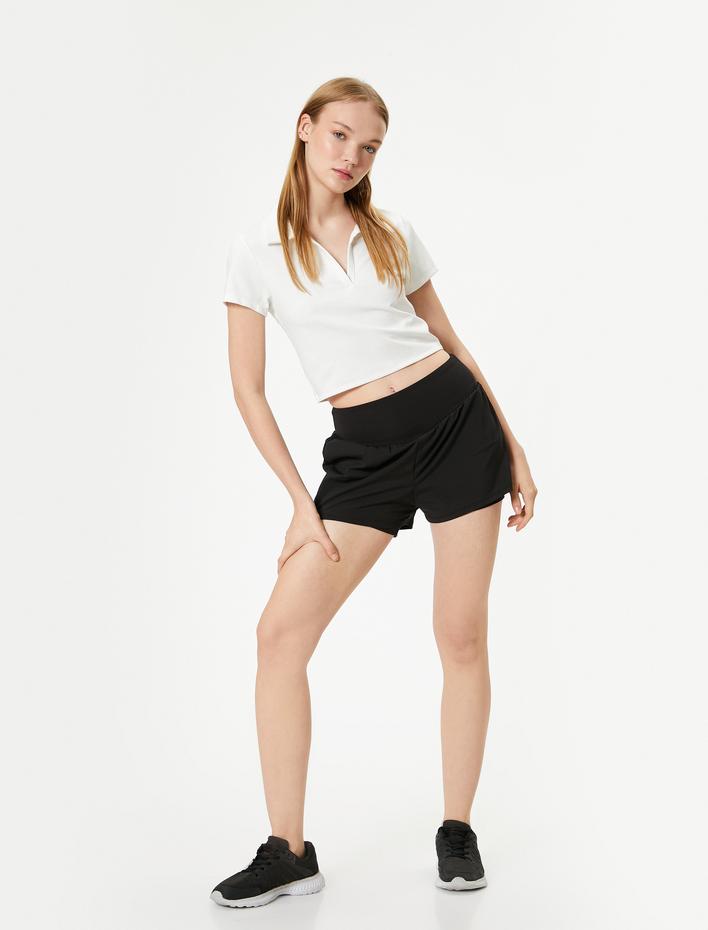  Crop Polo Tişört Kısa Kollu Slim Fit