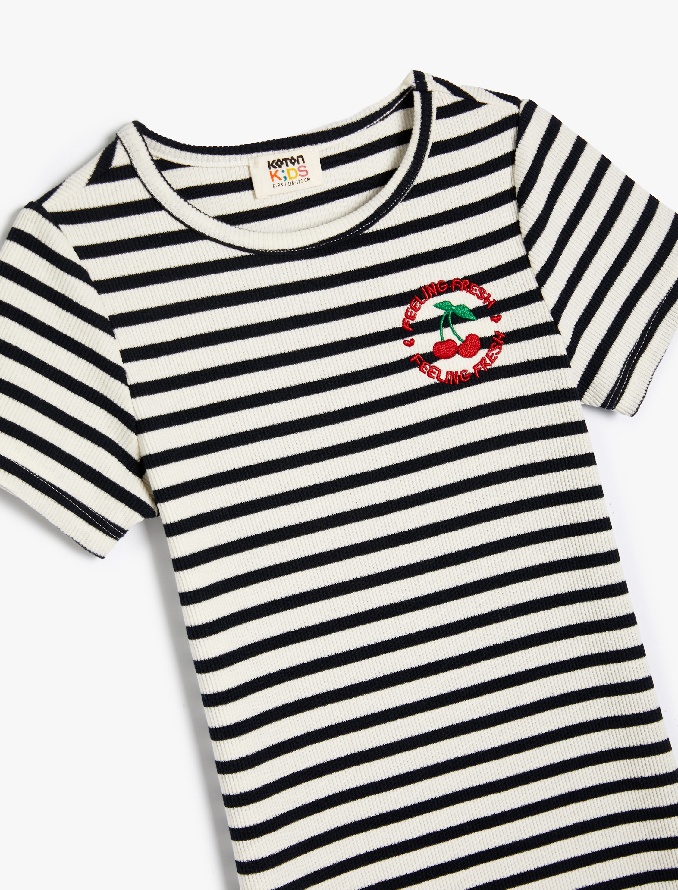  Kız Çocuk Elbise Kısa Kollu Bisiklet Yaka Ribanalı İşleme Detaylı