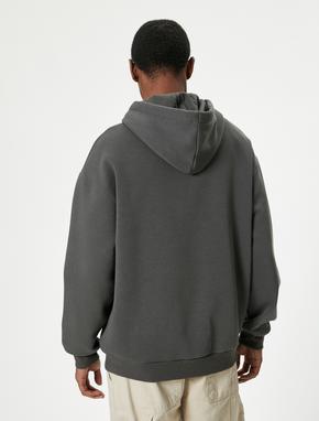 Oversize Sweatshirt Kapşonlu Uzun Kollu Kanguru Cep Detaylı_3