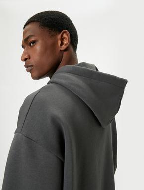 Oversize Sweatshirt Kapşonlu Uzun Kollu Kanguru Cep Detaylı