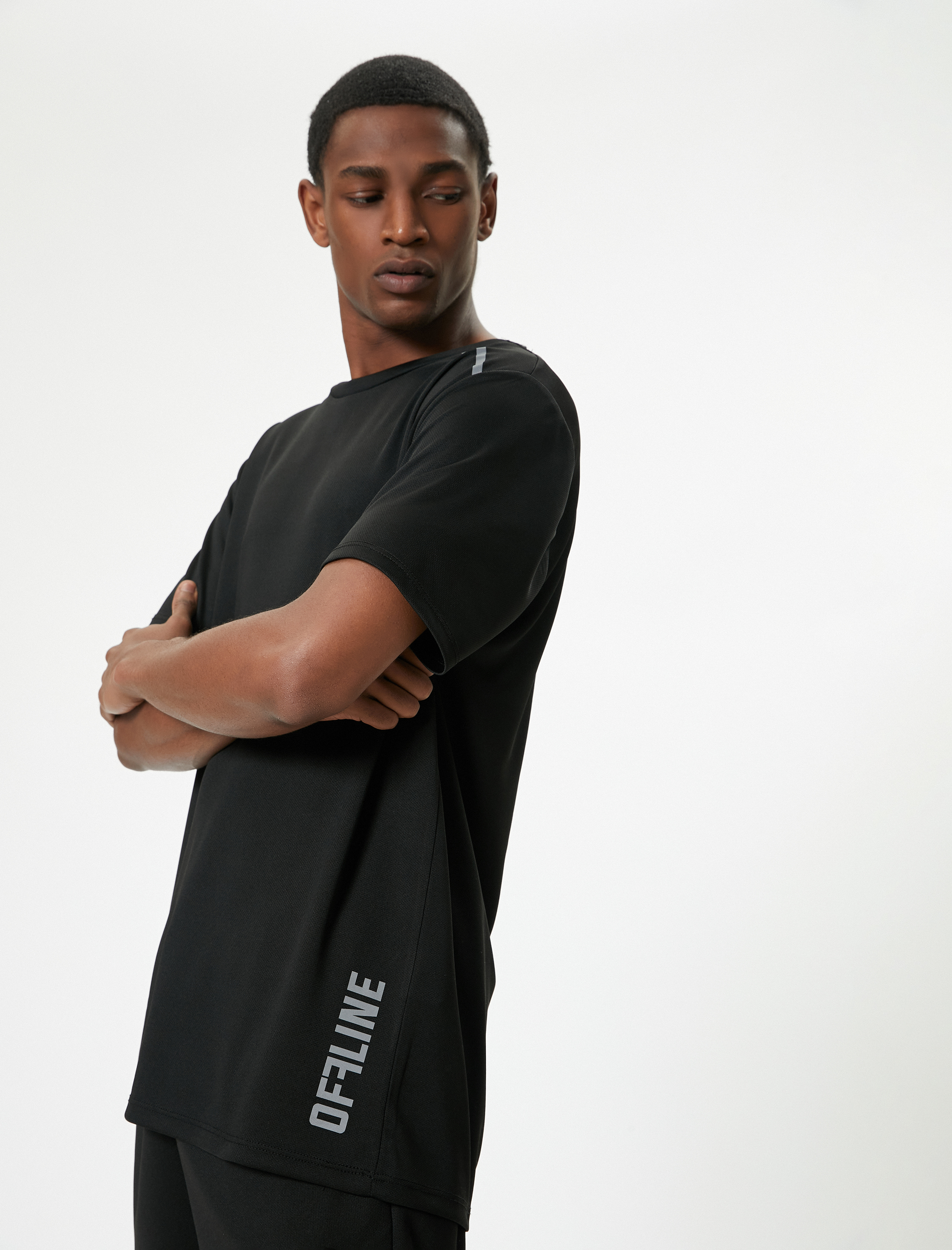   Spor Tişört Slogan Baskılı Renk Bloklu Bisiklet Yaka