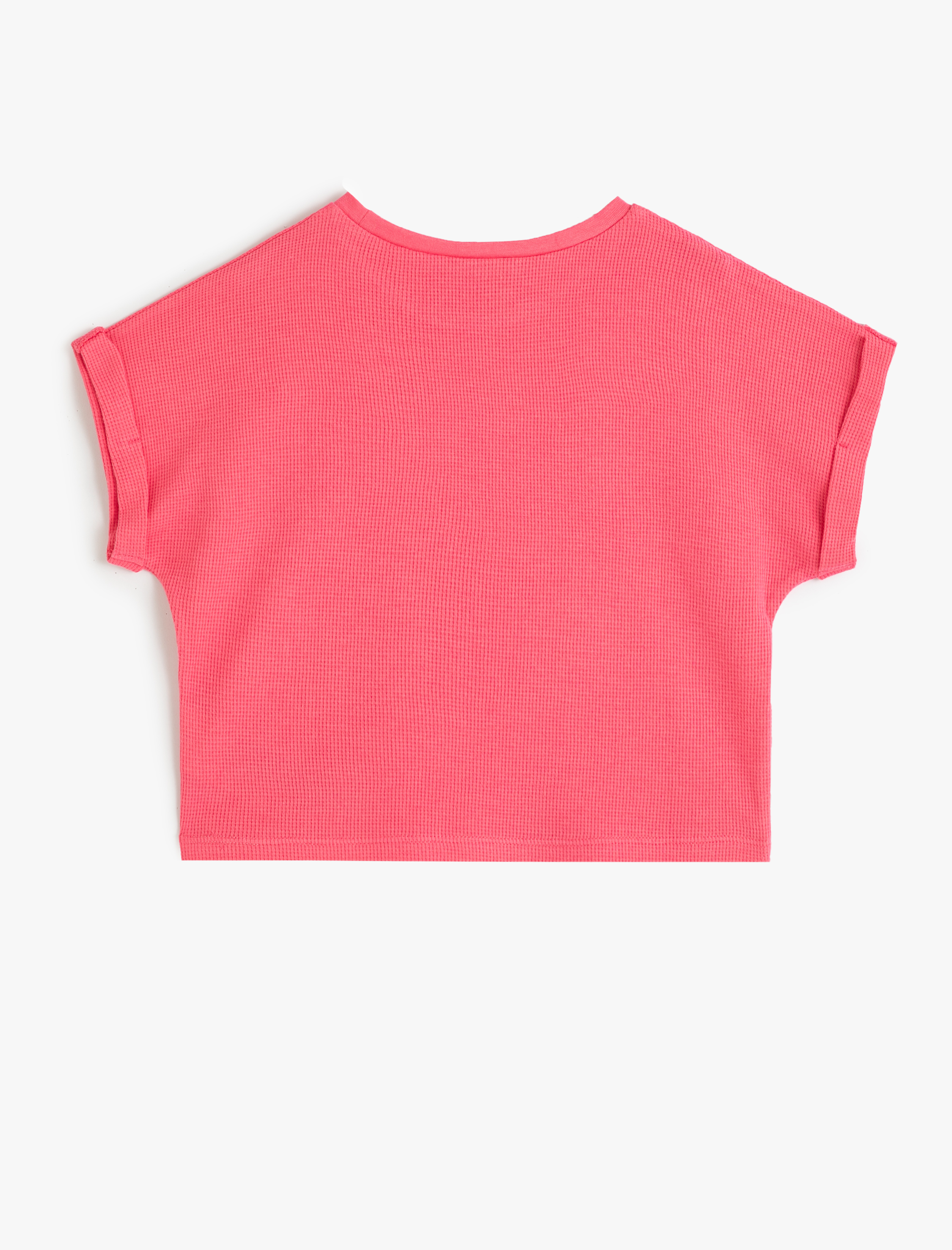  Kız Çocuk Crop Tişört Kısa Kollu Bisiklet Yaka Çiçek Baskılı Pamuklu