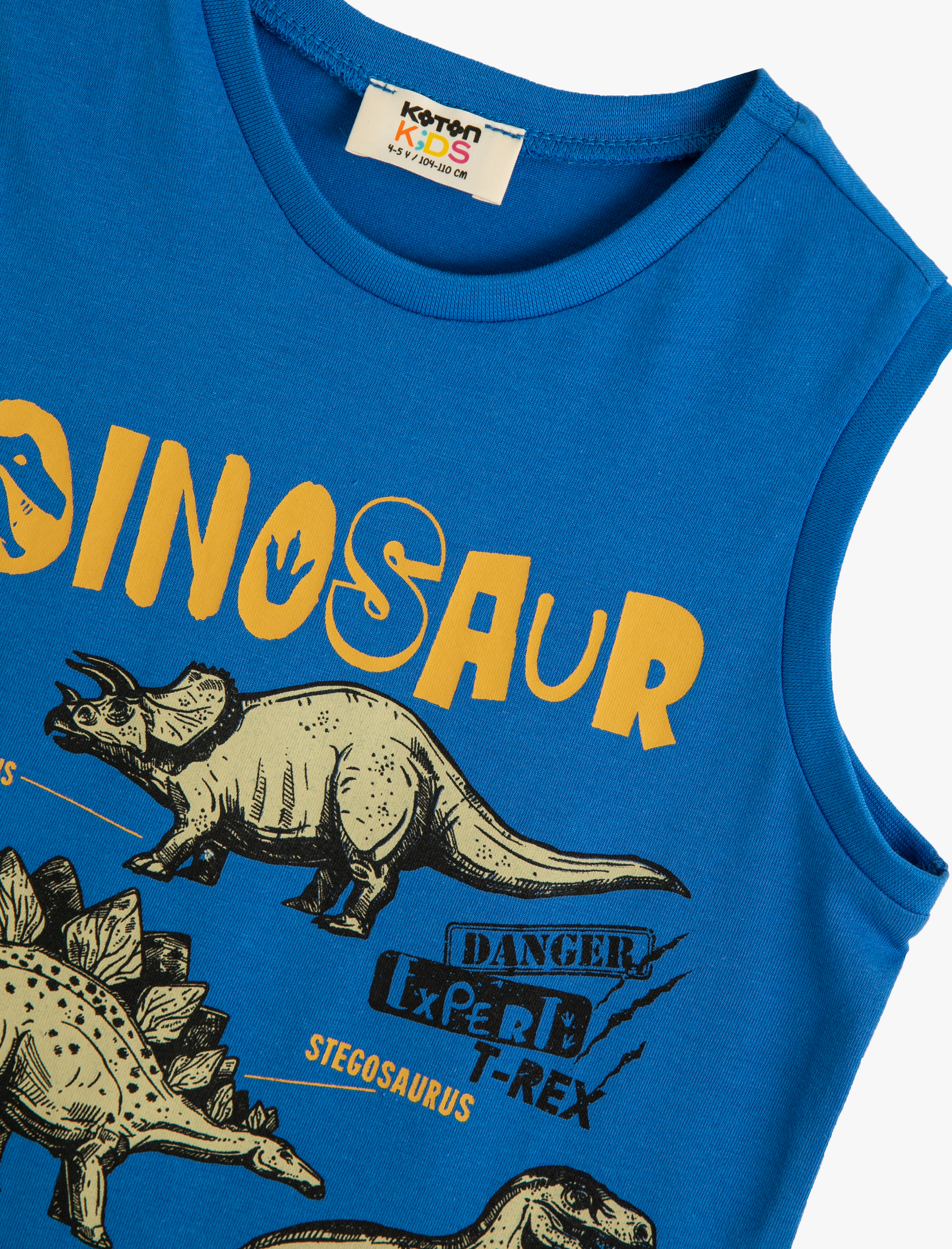  Erkek Çocuk Atlet Dinozor Baskılı Kolsuz Bisiklet Yaka