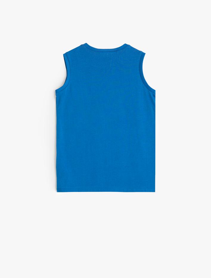 Erkek Çocuk Atlet Dinozor Baskılı Kolsuz Bisiklet Yaka