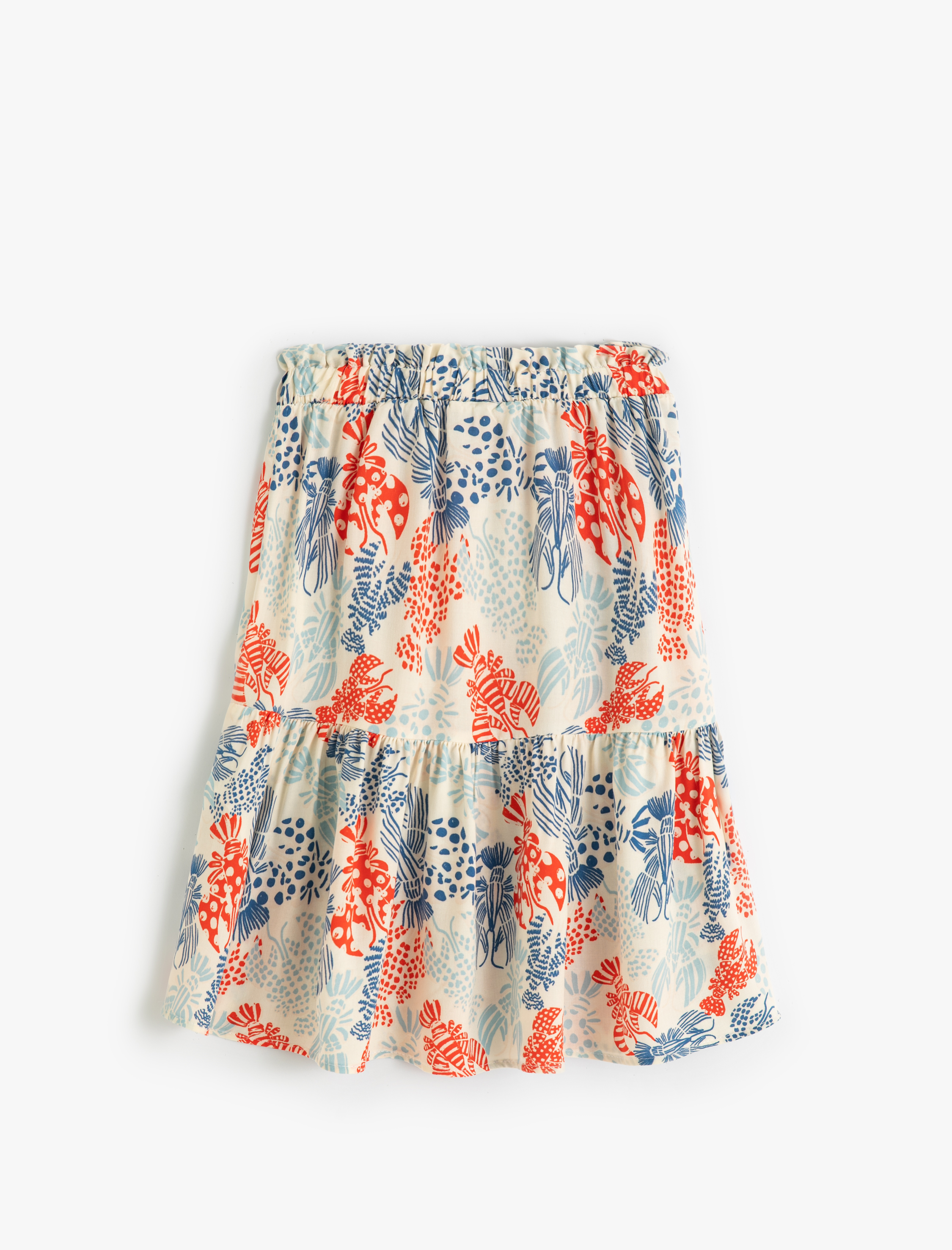  Kız Çocuk Çiçekli Midi Etek Beli Lastikli