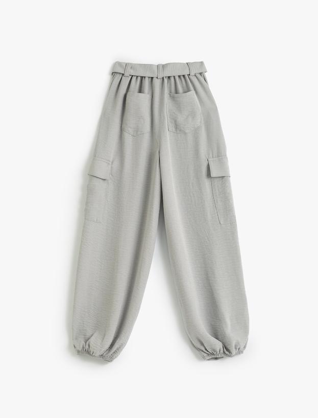 Jogger Pantolon Kargo Cepli Beli Bağlamalı Kemer Detaylı_1
