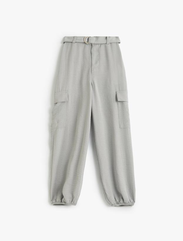 Jogger Pantolon Kargo Cepli Beli Bağlamalı Kemer Detaylı_0