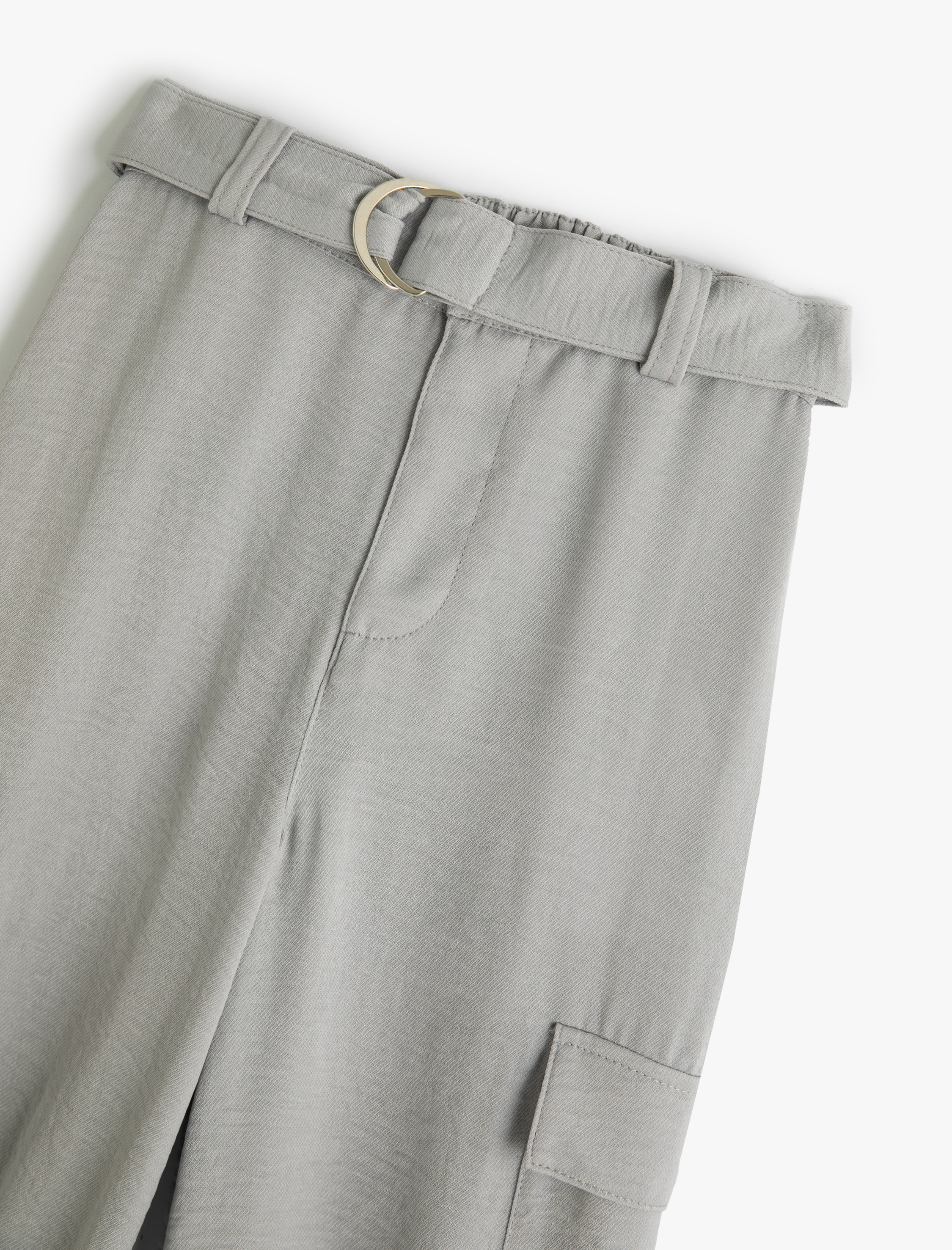  Kız Çocuk Jogger Pantolon Kargo Cepli Beli Bağlamalı Kemer Detaylı