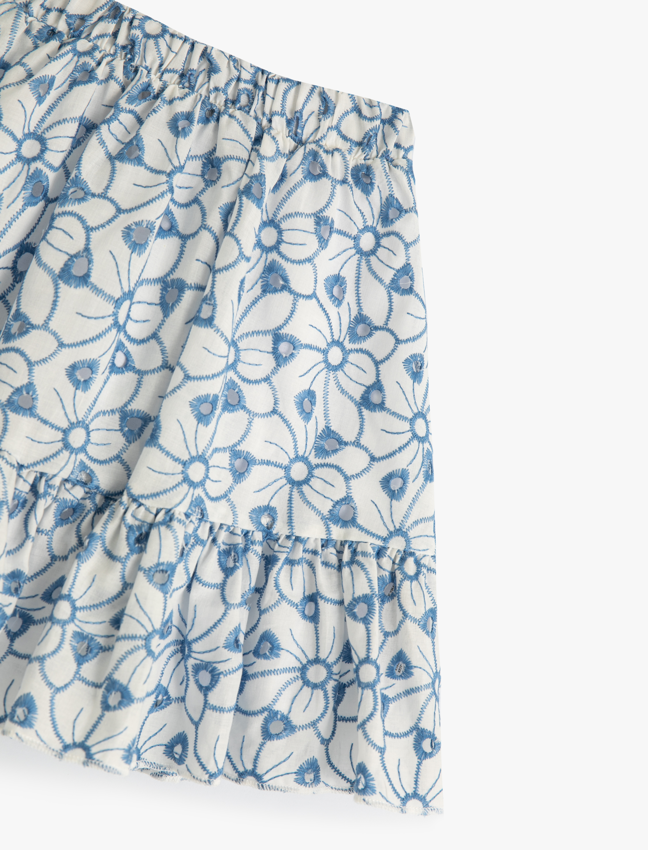  Kız Çocuk Çiçekli Etek Beli Lastikli Fırfır Detaylı