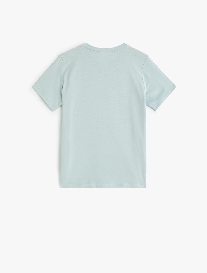 Erkek Çocuk Tişört Kısa Kollu Bisiklet Yaka Baskılı Detaylı