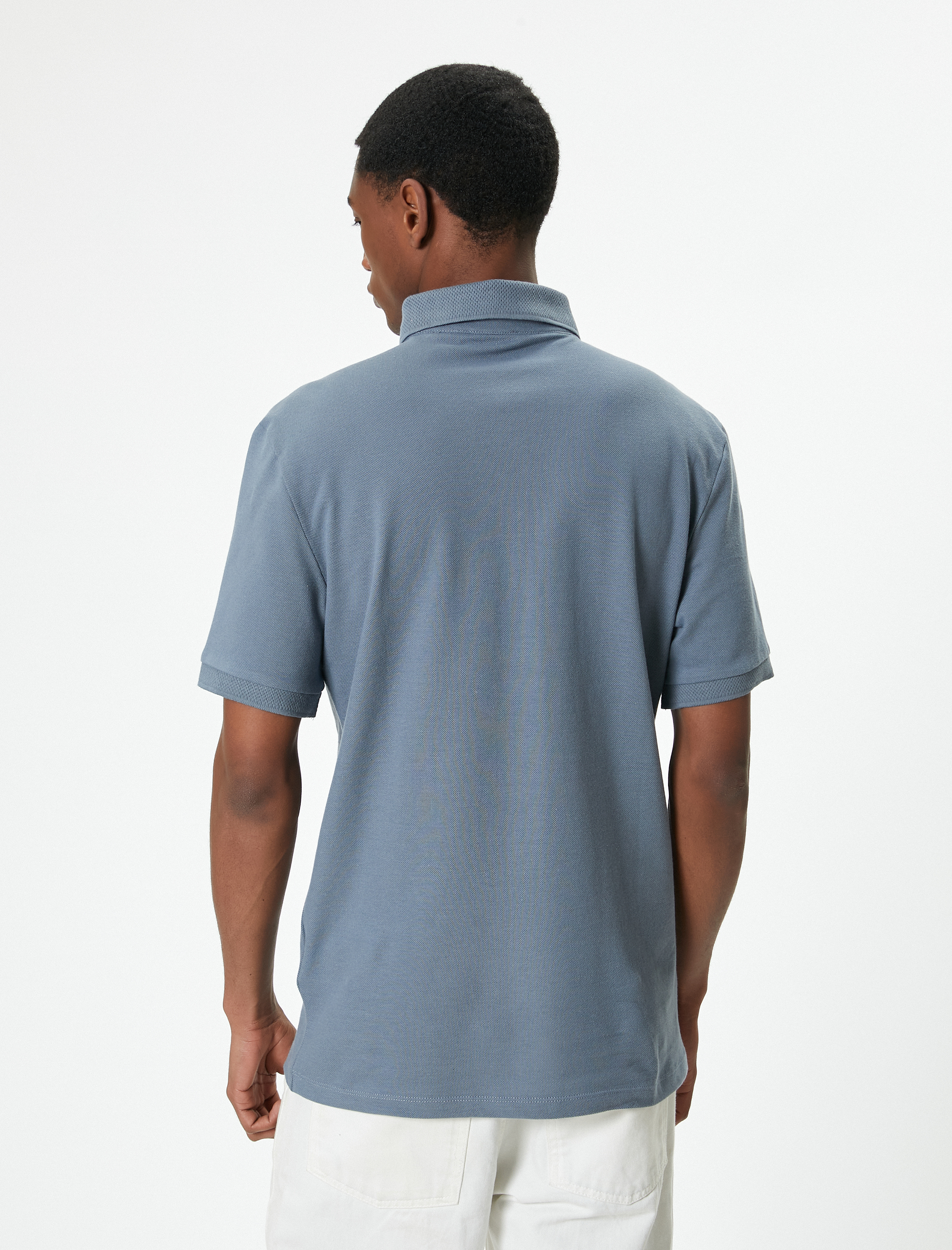   Polo Yaka Tişört Slim Fit Çıt Çıt Düğme Detaylı Kısa Kollu Pamuklu