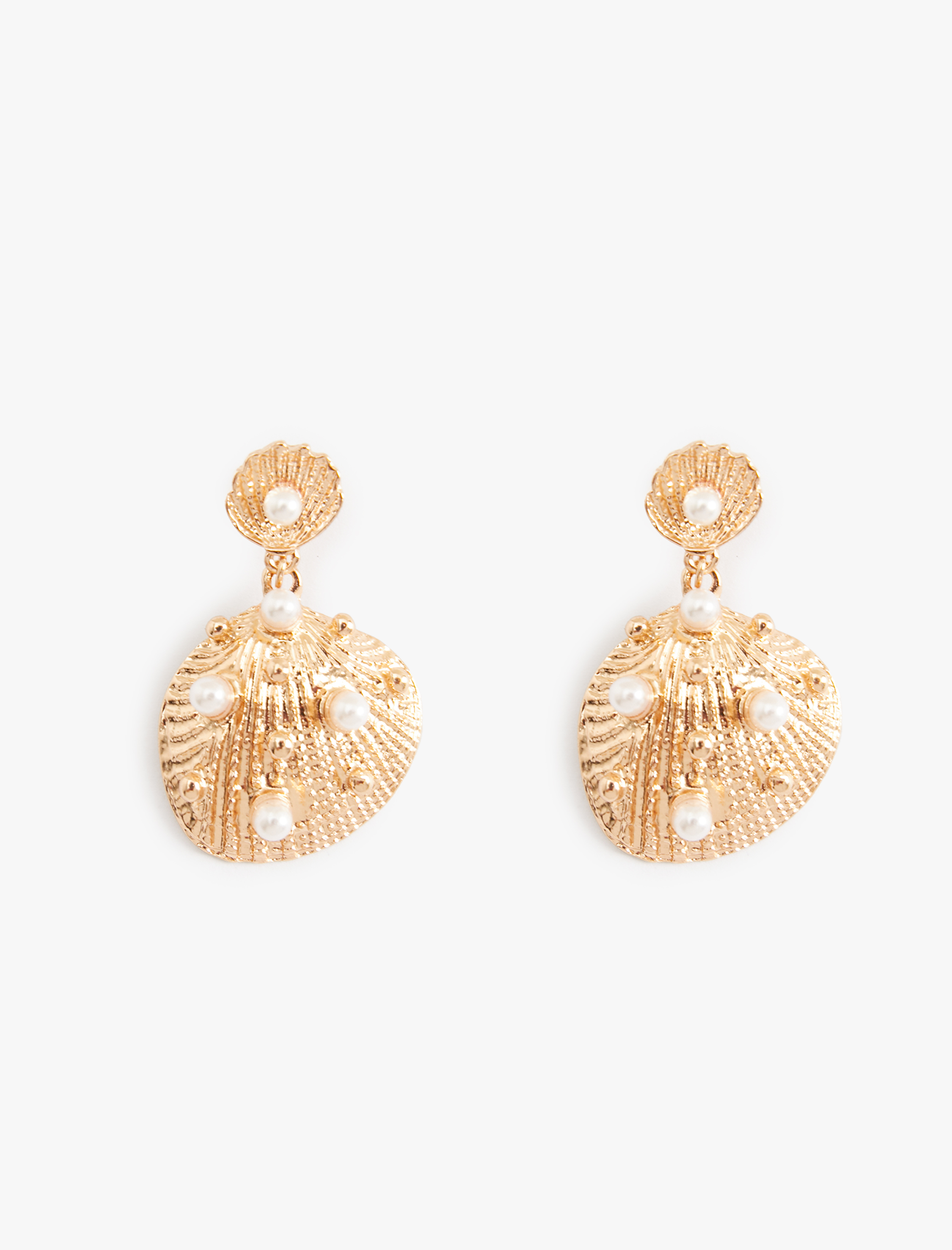  Kadın Deniz Kabuğu Küpe İnci Detaylı Orta Boy