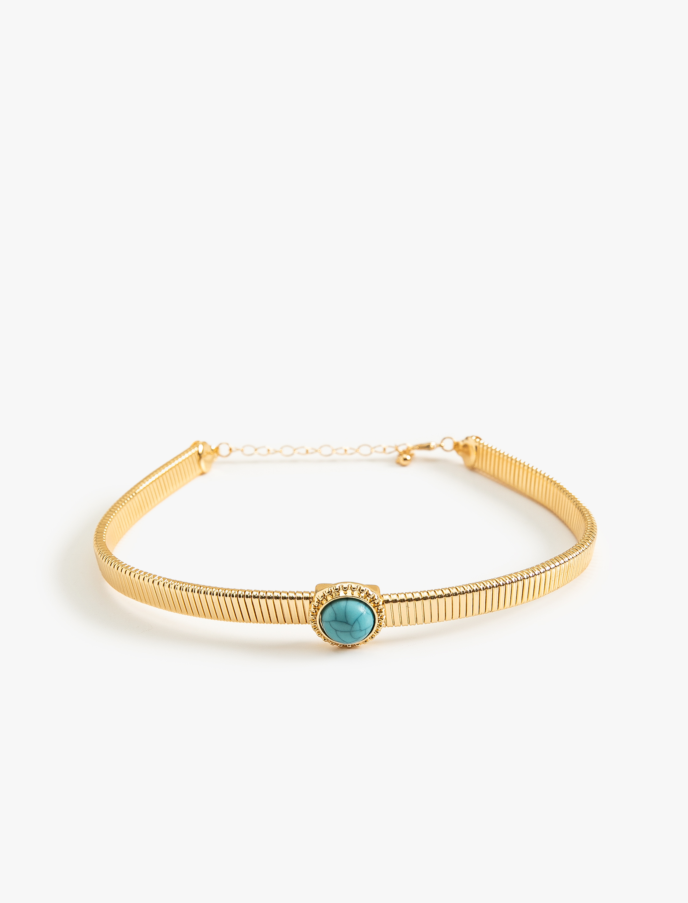  Kadın Taşlı Çelik Choker Kolye