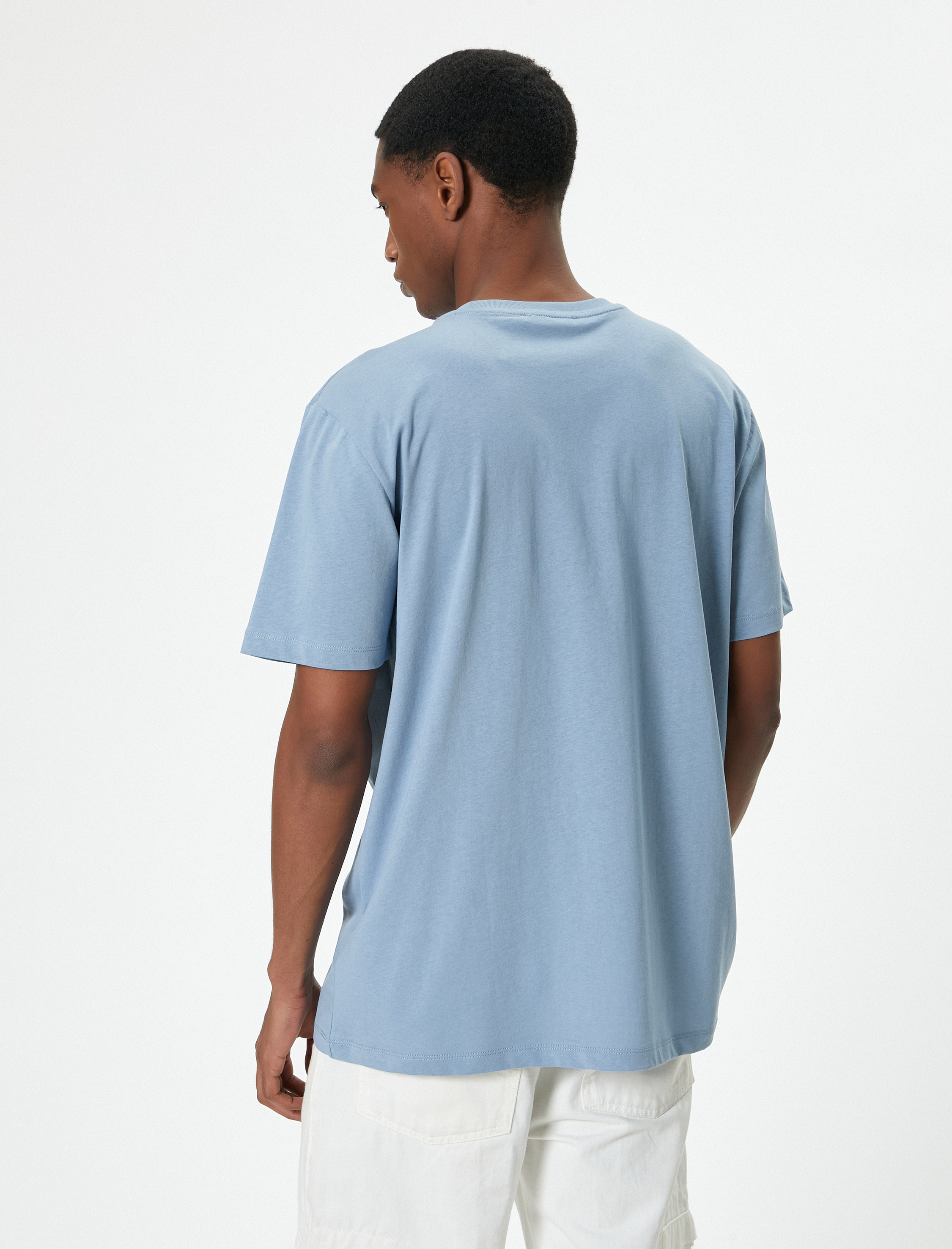   Slogan Baskılı Tişört Slim Fit Bisiklet Yaka Kısa Kollu Pamuklu