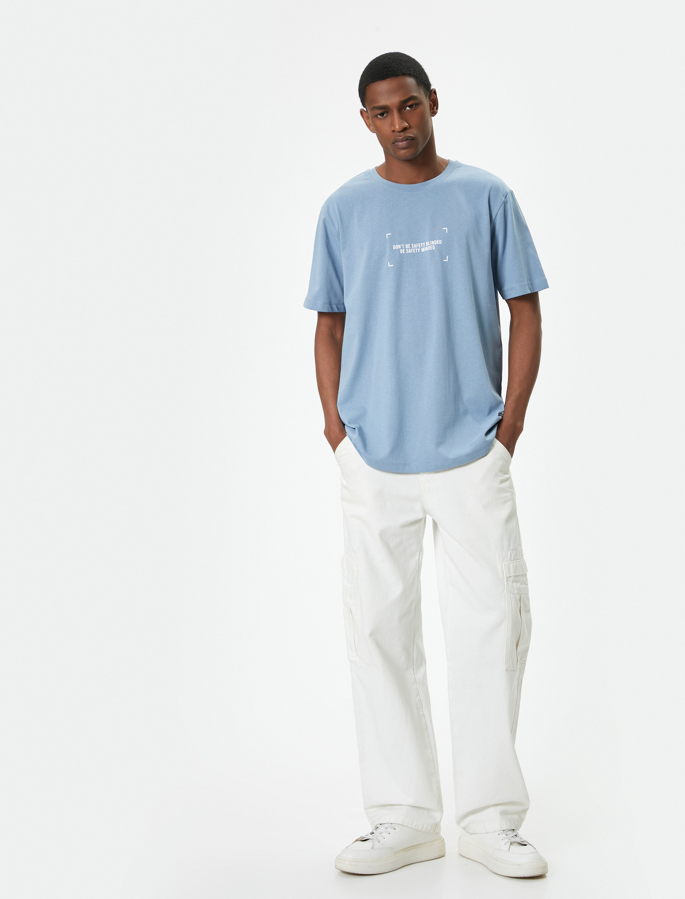   Slogan Baskılı Tişört Slim Fit Bisiklet Yaka Kısa Kollu Pamuklu