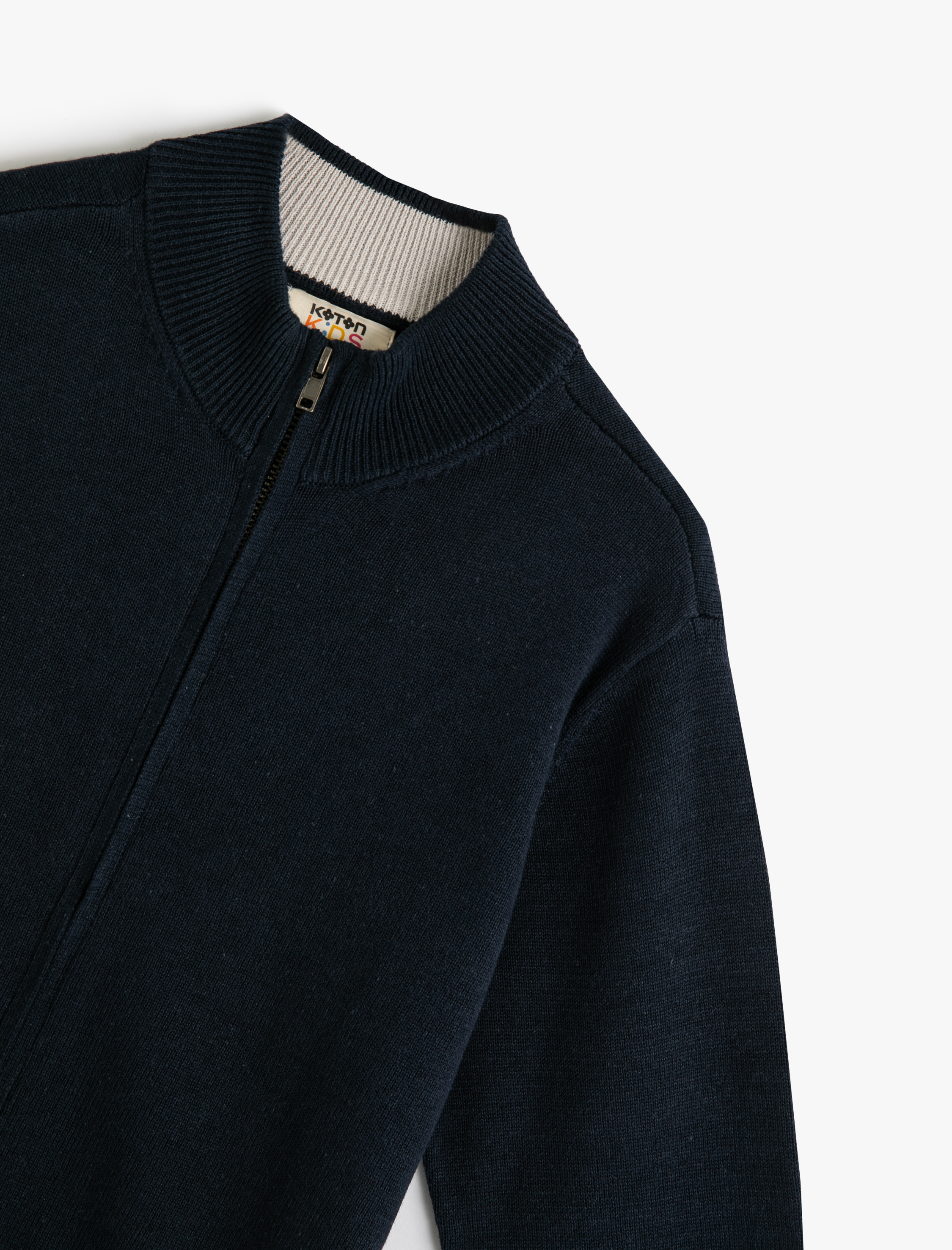  Erkek Çocuk Dik Yaka Fermuar Kapamalı Basic Hırka