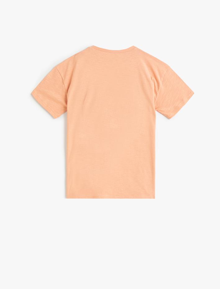 Erkek Çocuk Tişört Kısa Kollu Bisiklet Yaka Baskılı Detaylı