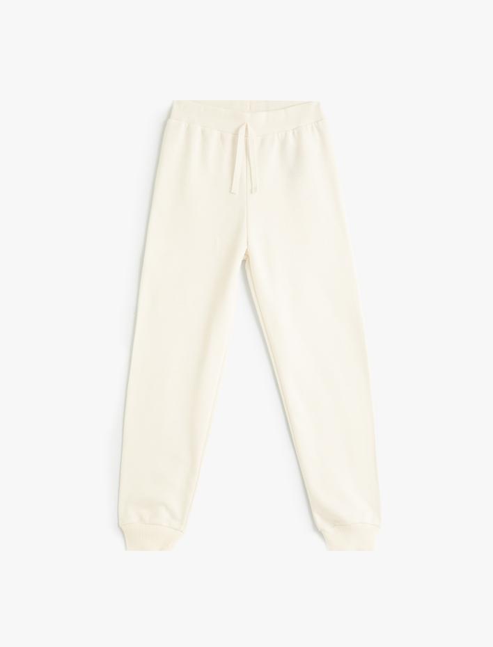 Kız Çocuk Beli Lastikli Şardonlu Basic Jogger Eşofman Altı