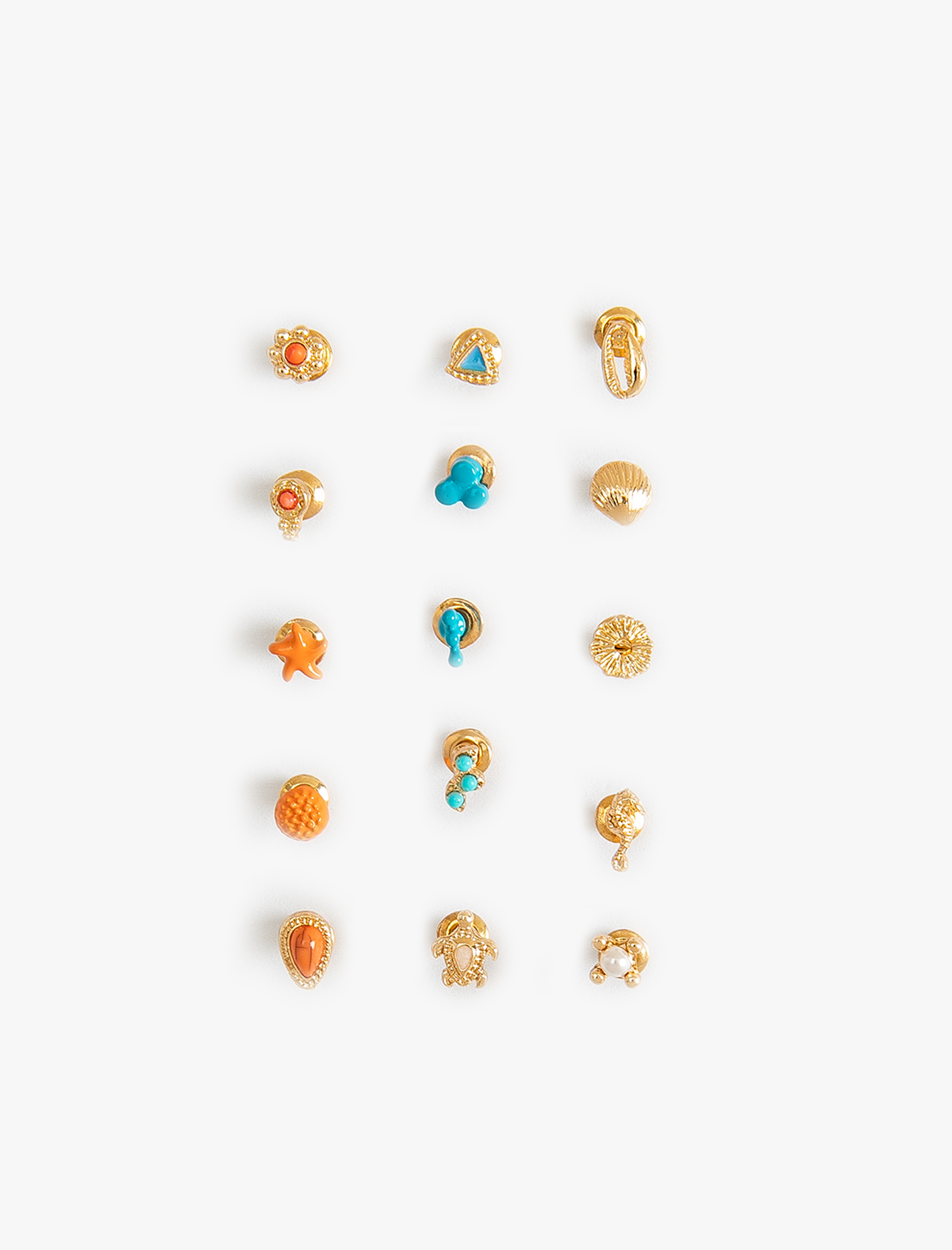  Kadın Deniz Kabuğu Top Küpe Seti 15'li