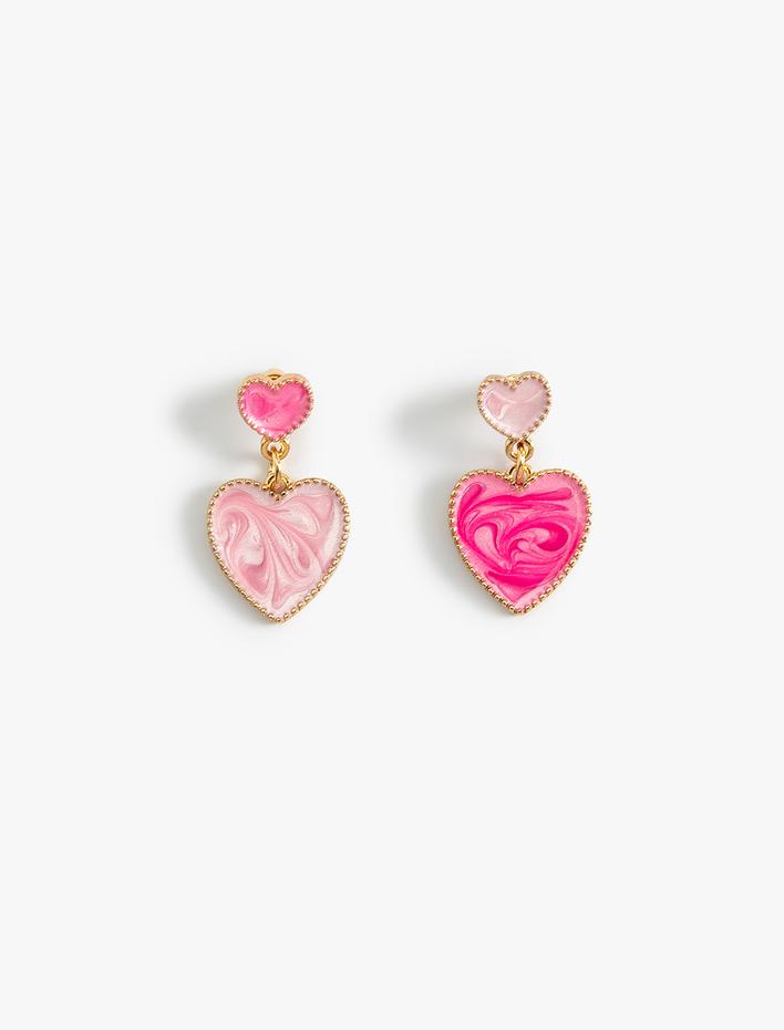 Kadın Kalpli Küpe Sallantılı Orta Boy