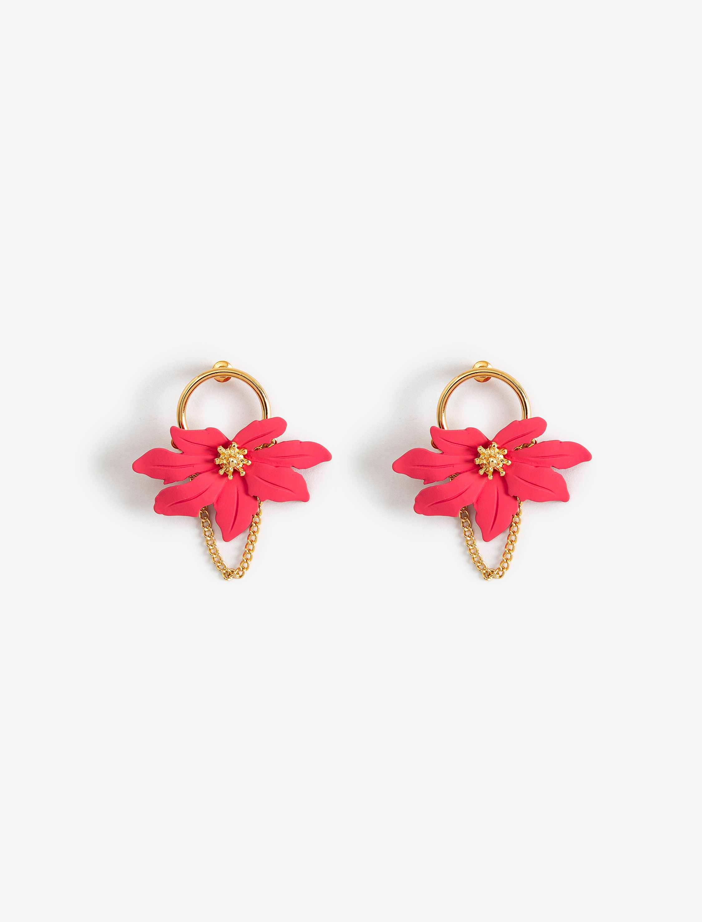  Kadın Çelik Karışımlı Çiçek Küpe Orta Boy