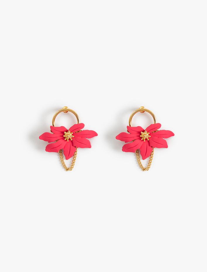 Kadın Çelik Karışımlı Çiçek Küpe Orta Boy