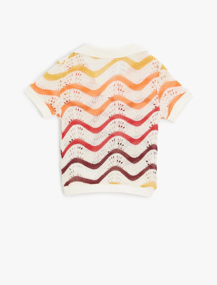 Kız Çocuk Ajurlu Tişört Polo Yaka Kısa Kollu