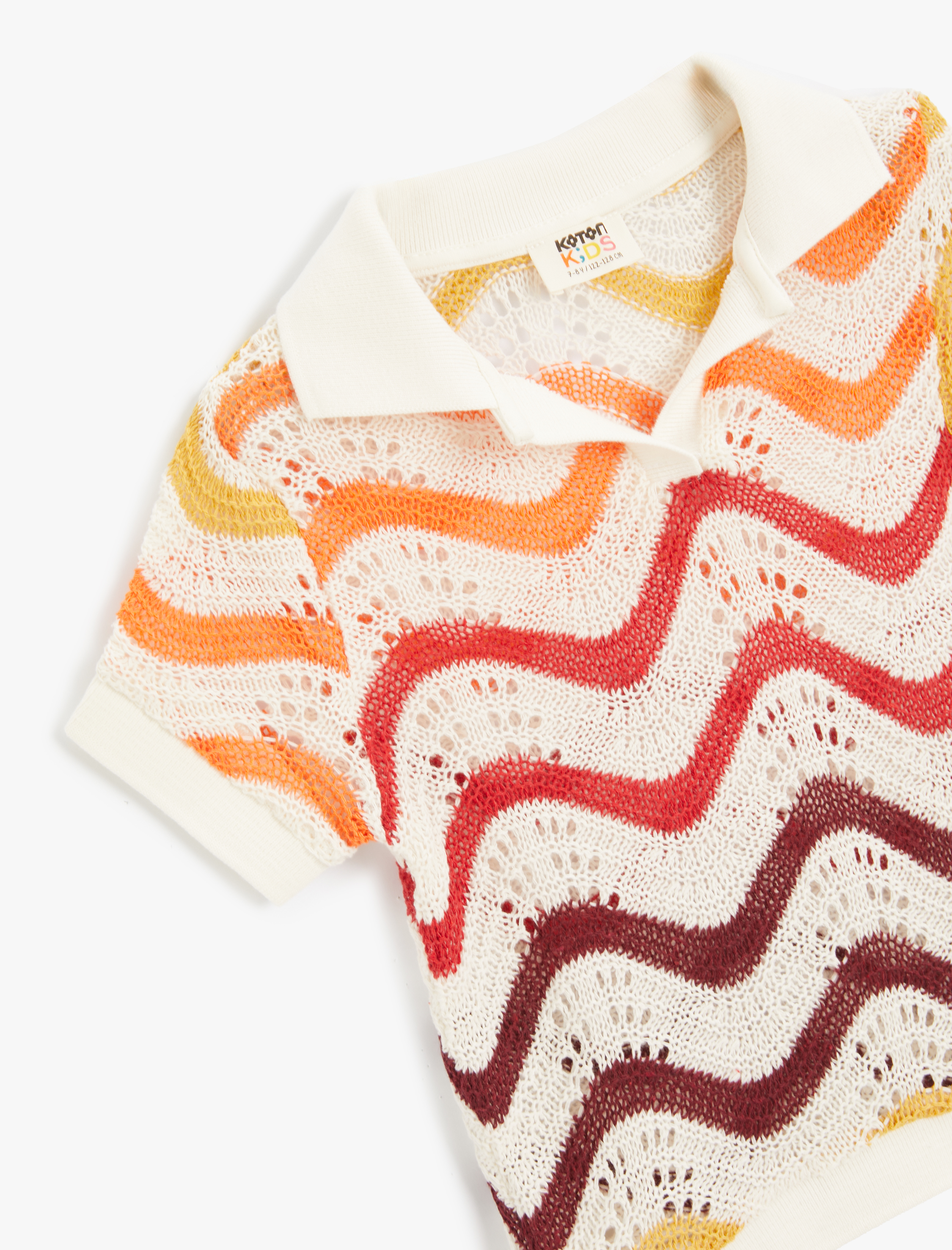 Kız Çocuk Ajurlu Tişört Polo Yaka Kısa Kollu