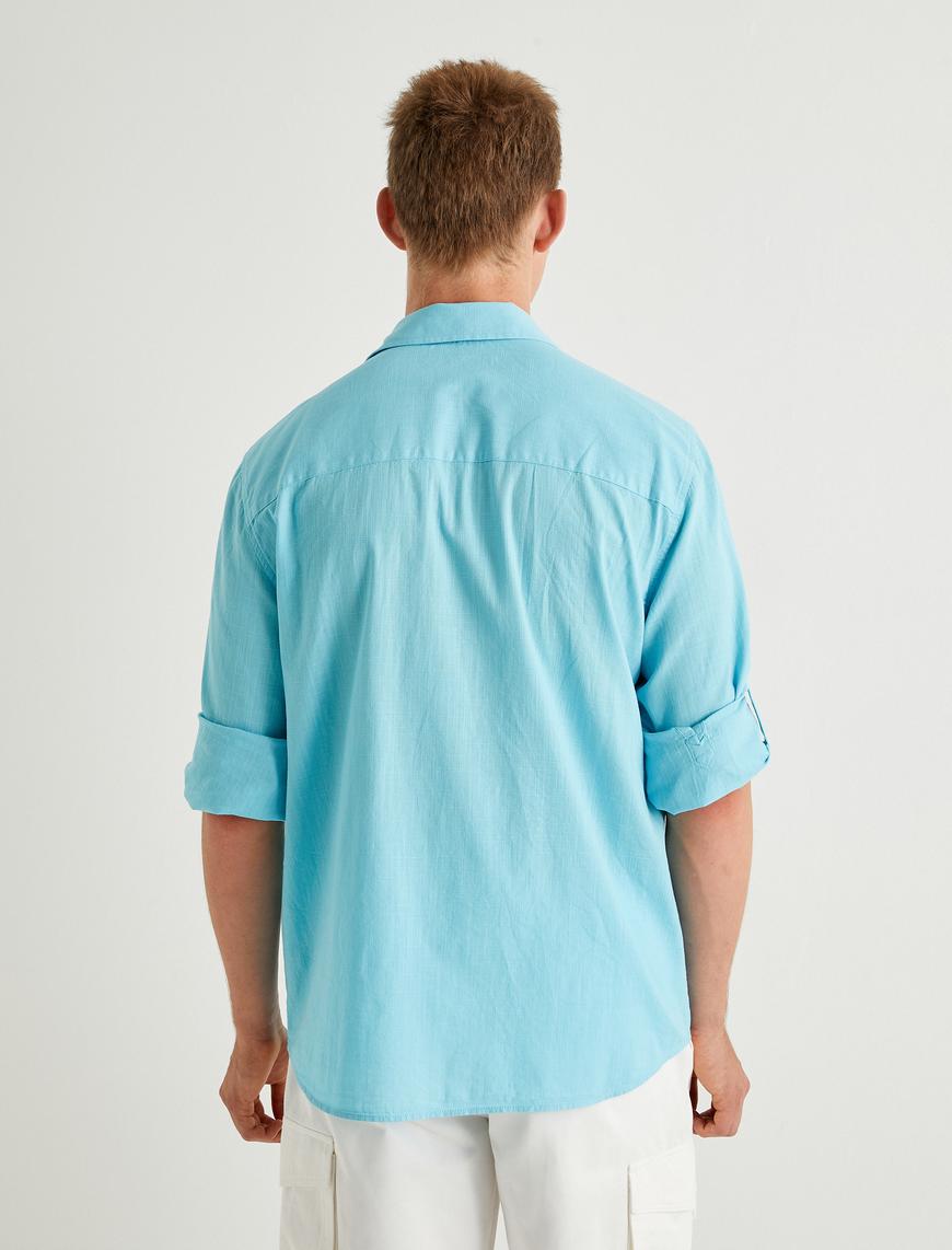   Klasik Gömlek Kol Detaylı Düğmeli Uzun Kollu