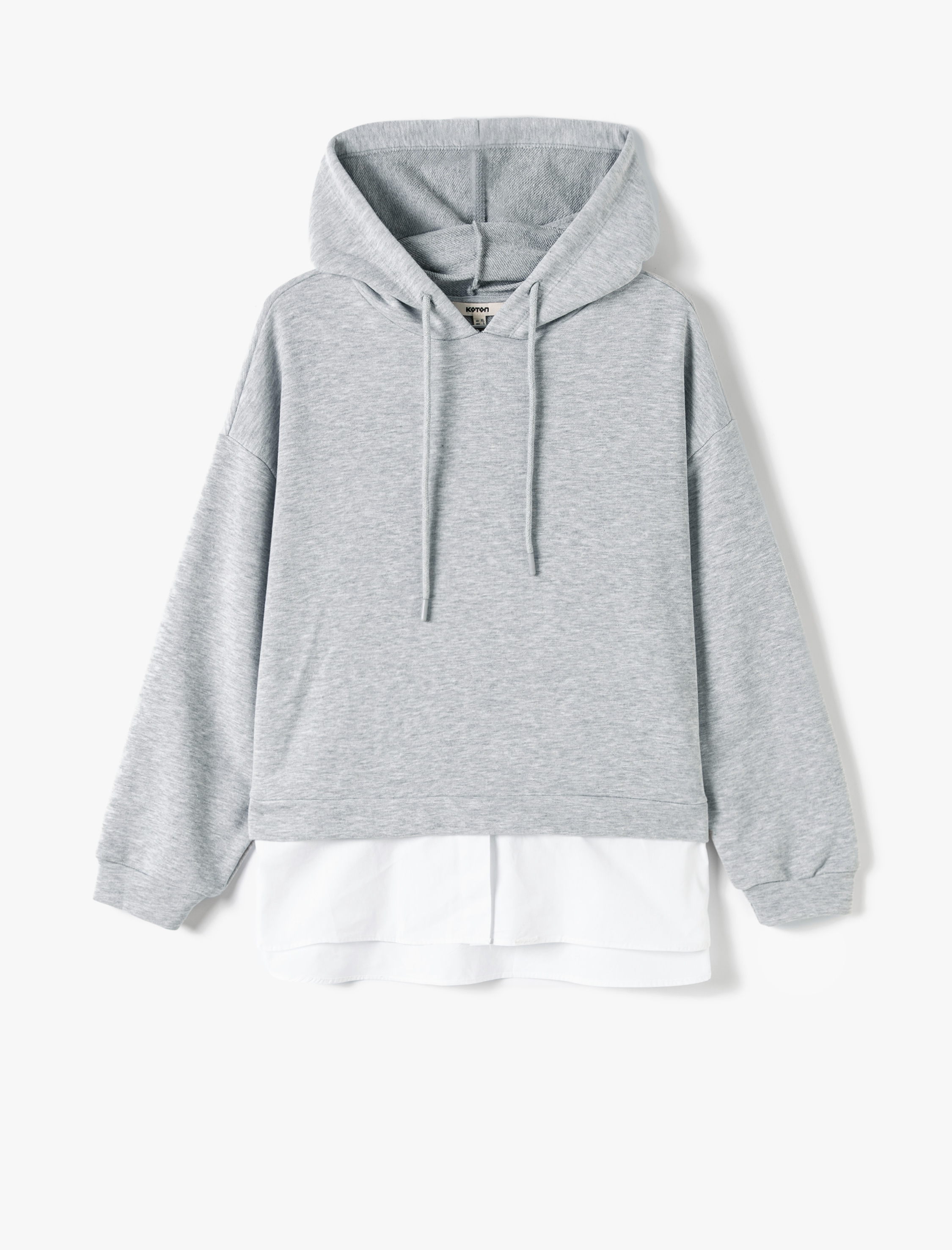   Kapşonlu Sweatshirt Bağcıklı Çift Parça Görünümlü