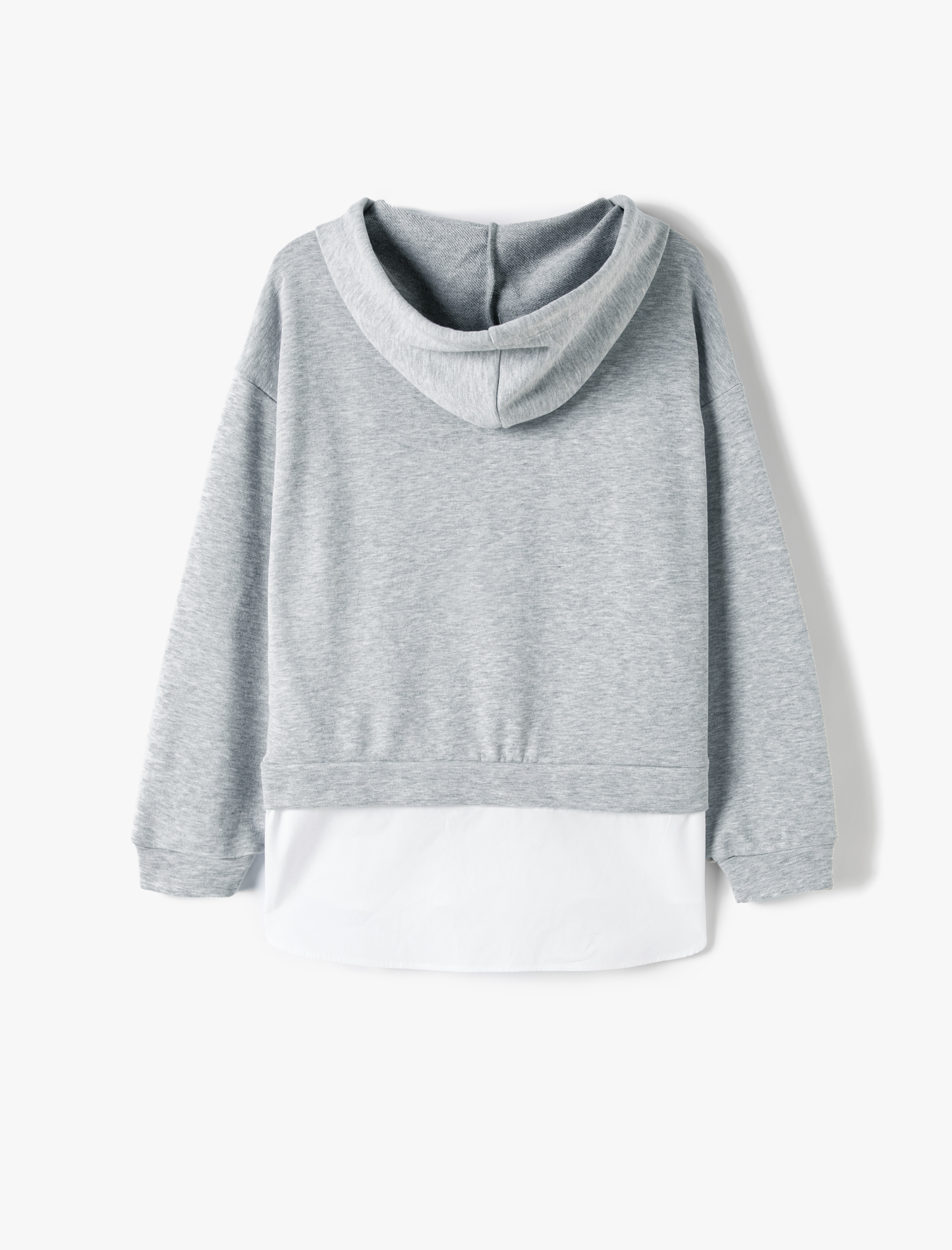   Kapşonlu Sweatshirt Bağcıklı Çift Parça Görünümlü