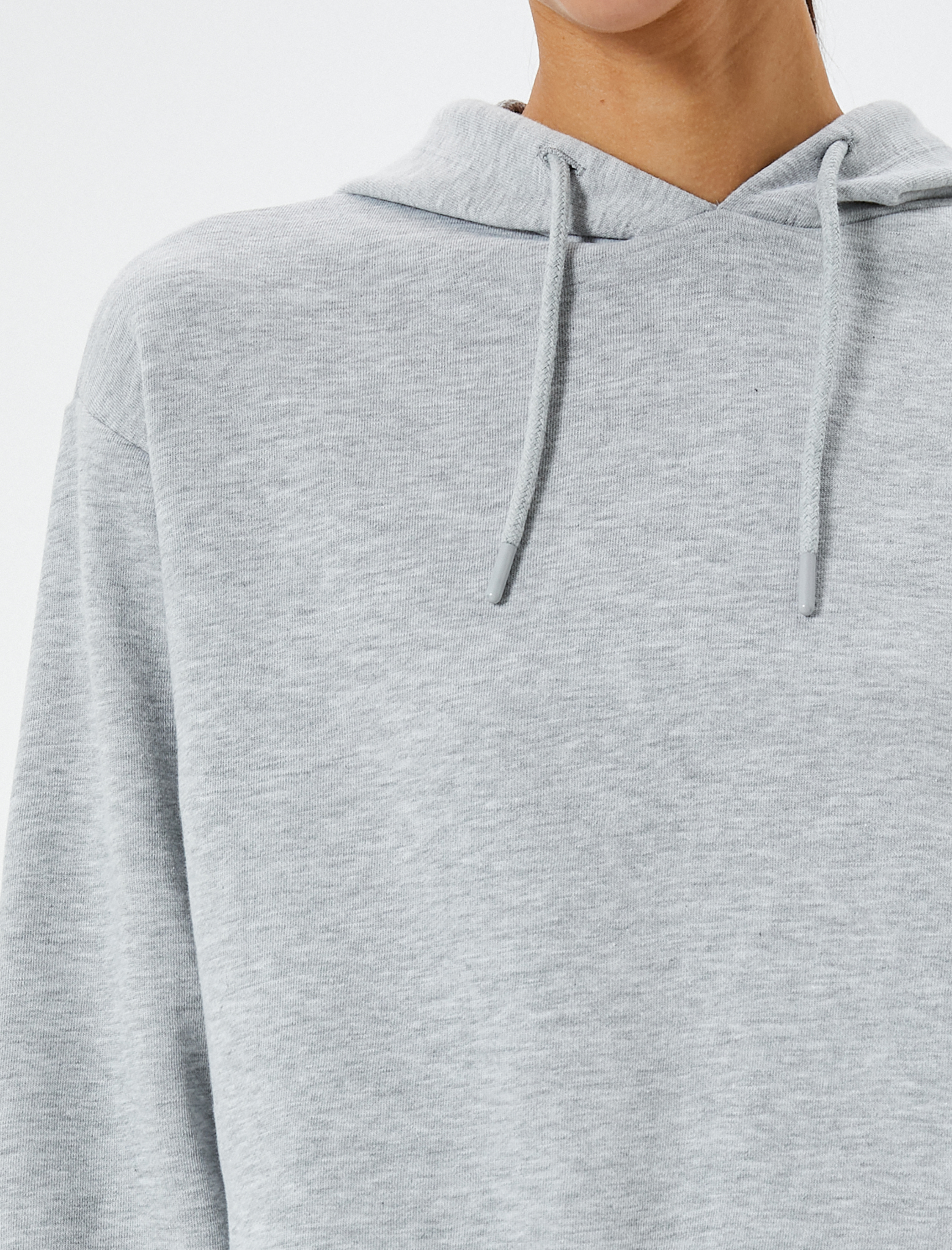   Kapşonlu Sweatshirt Bağcıklı Çift Parça Görünümlü