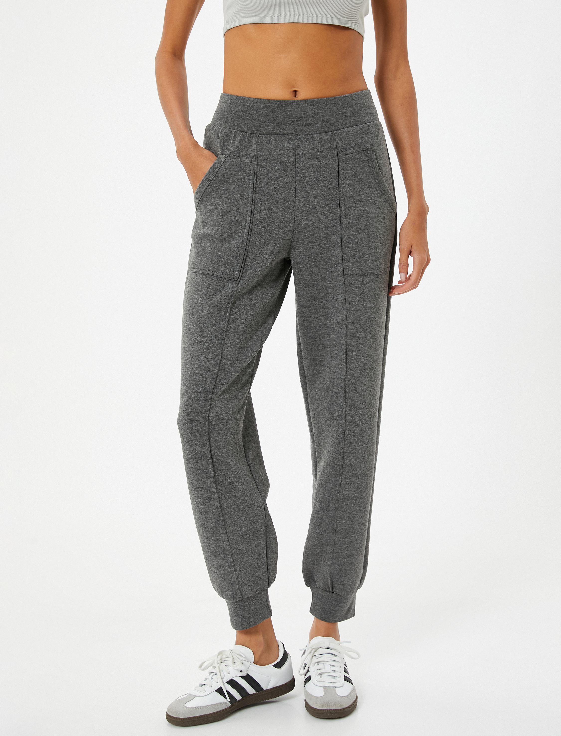   Jogger Eşofman Altı Beli Lastikli Dikiş Detaylı Cepli