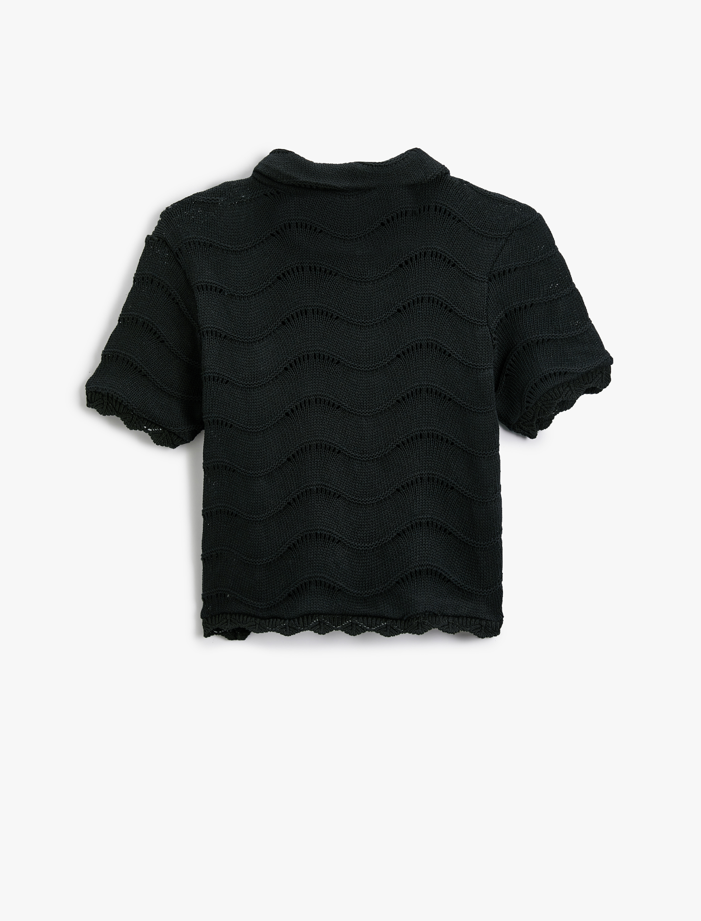 Triko Hırka Kısa Kollu Düğmeli Dokulu