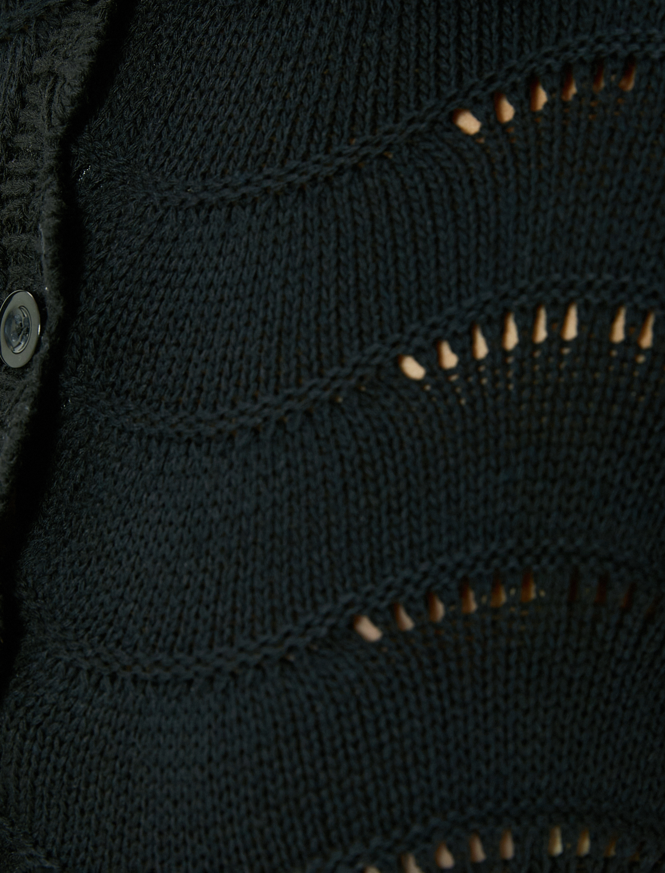 Triko Hırka Kısa Kollu Düğmeli Dokulu