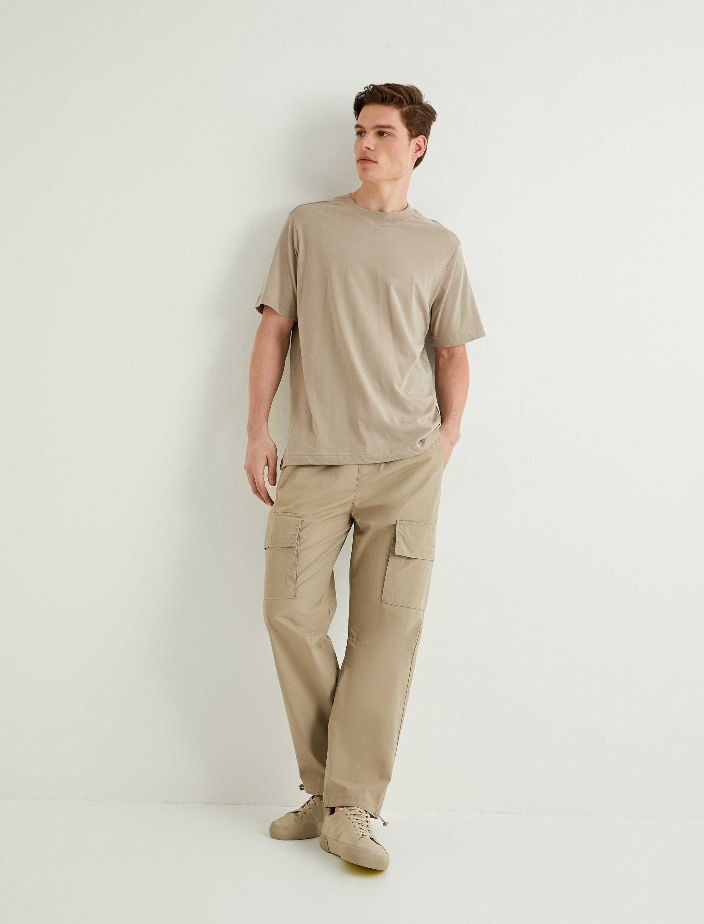   Kargo Paraşüt Pantolon Rahat Kesim Beli Lastikli Cep Detaylı