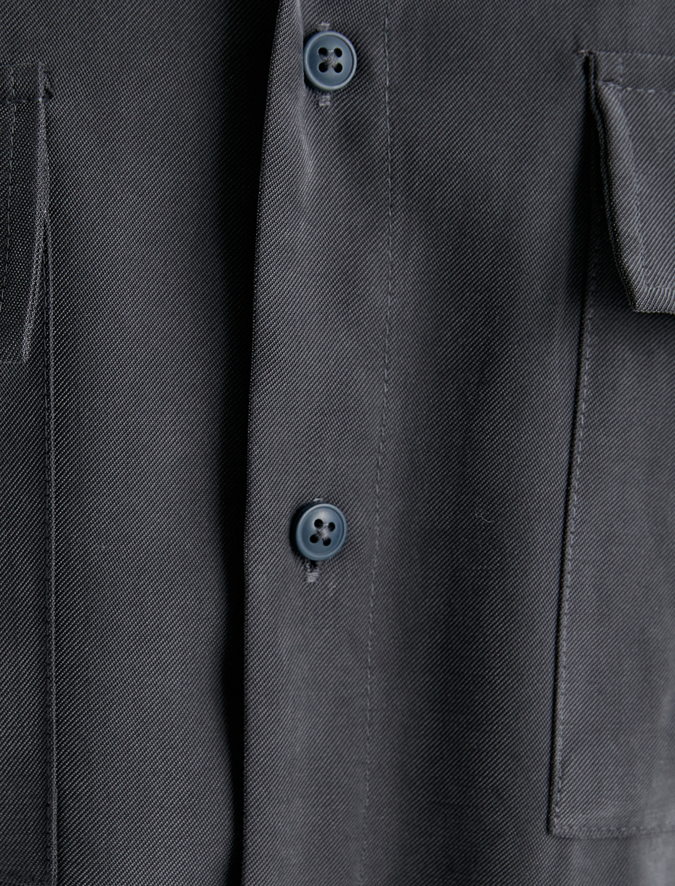   Kısa Kollu Gömlek Düğmeli Kapaklı Cep Detaylı Viskoz Kumaş Regular Fit