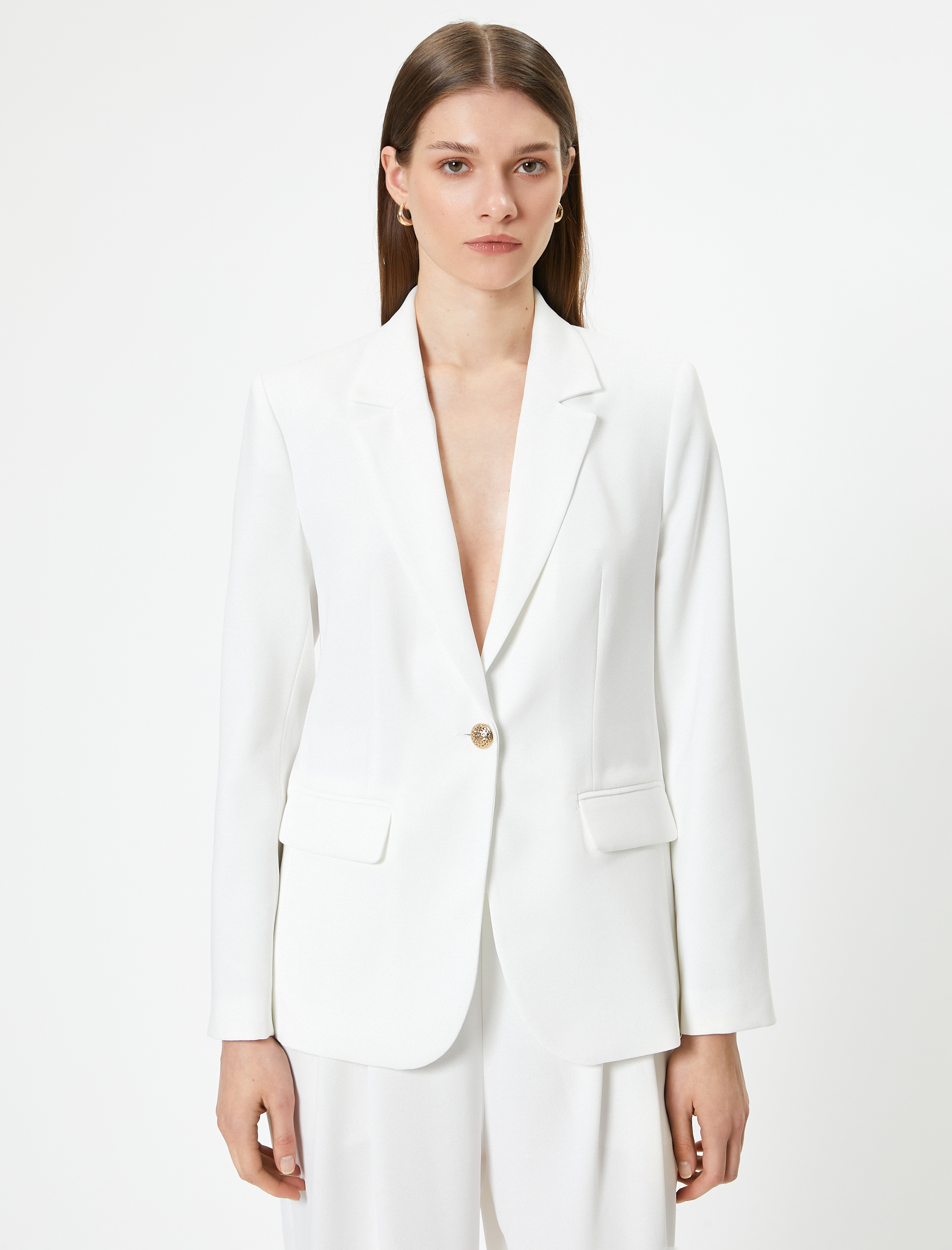   Blazer Ceket Kruvaze Astarlı Krep Kumaş