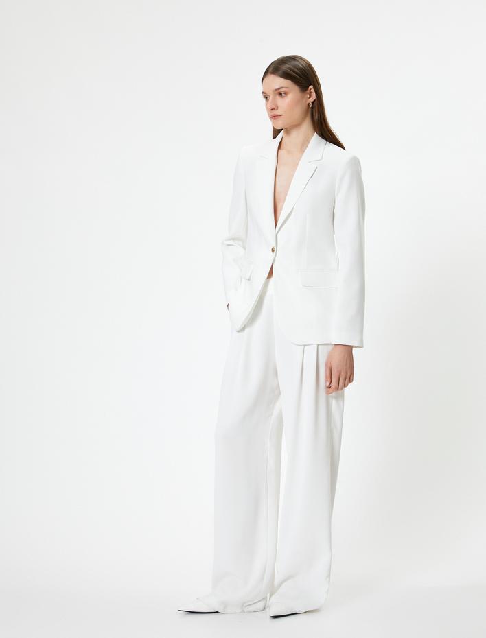  Blazer Ceket Kruvaze Astarlı Krep Kumaş