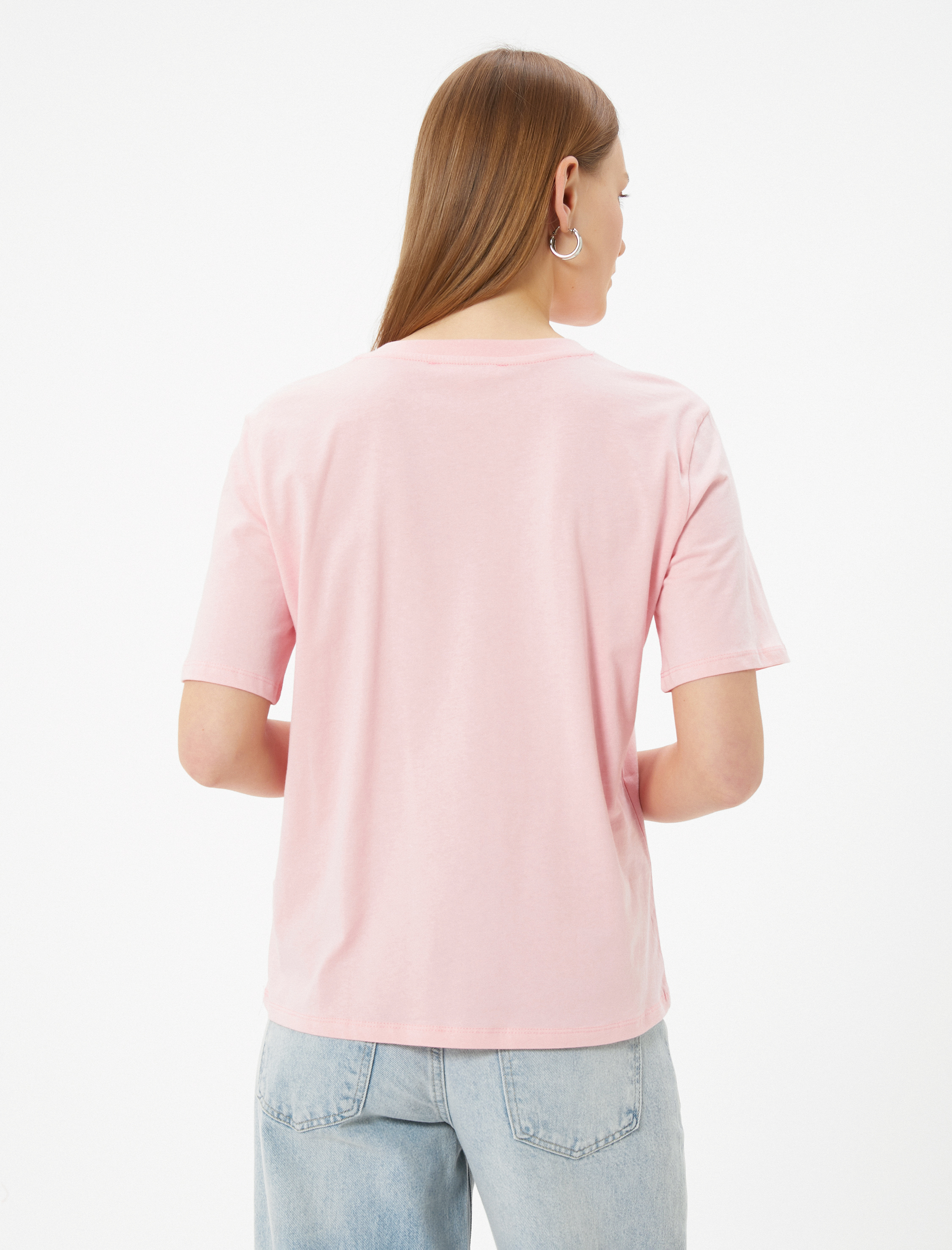   Baskılı Tişört Pamuklu Kısa Kollu Bisiklet Yaka Standart Kesim