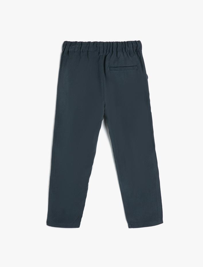 Erkek Çocuk Basic Pantolon Cepli Beli Bağlamalı Viskon Kumaş