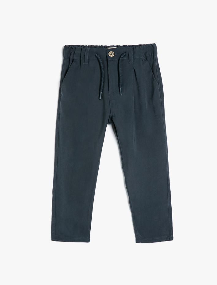 Erkek Çocuk Basic Pantolon Cepli Beli Bağlamalı Viskon Kumaş