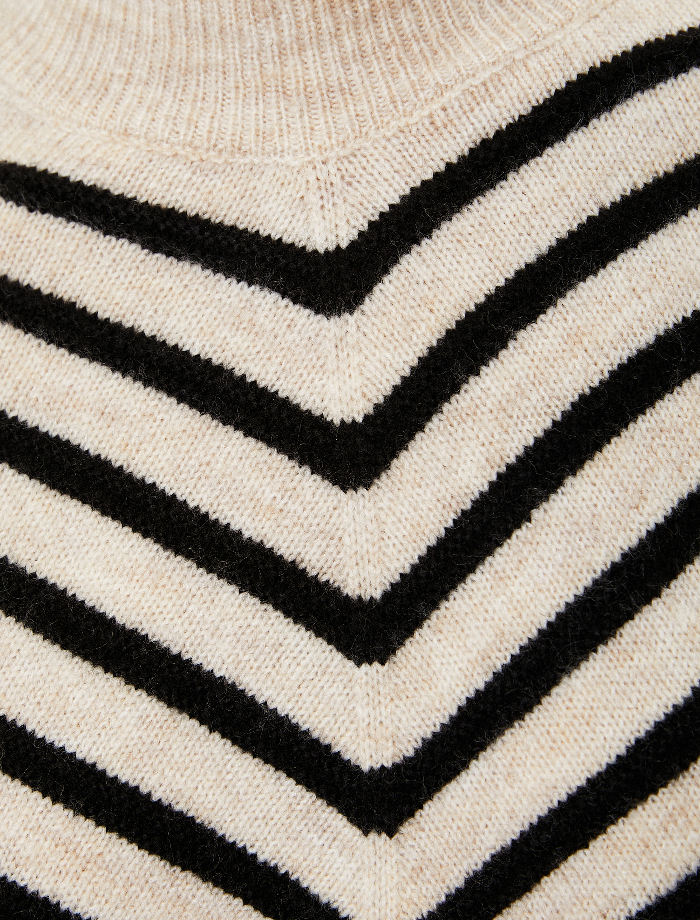   Triko Kazak Şerit Detaylı Dik Yaka Uzun Kollu Akrilik Karışımlı